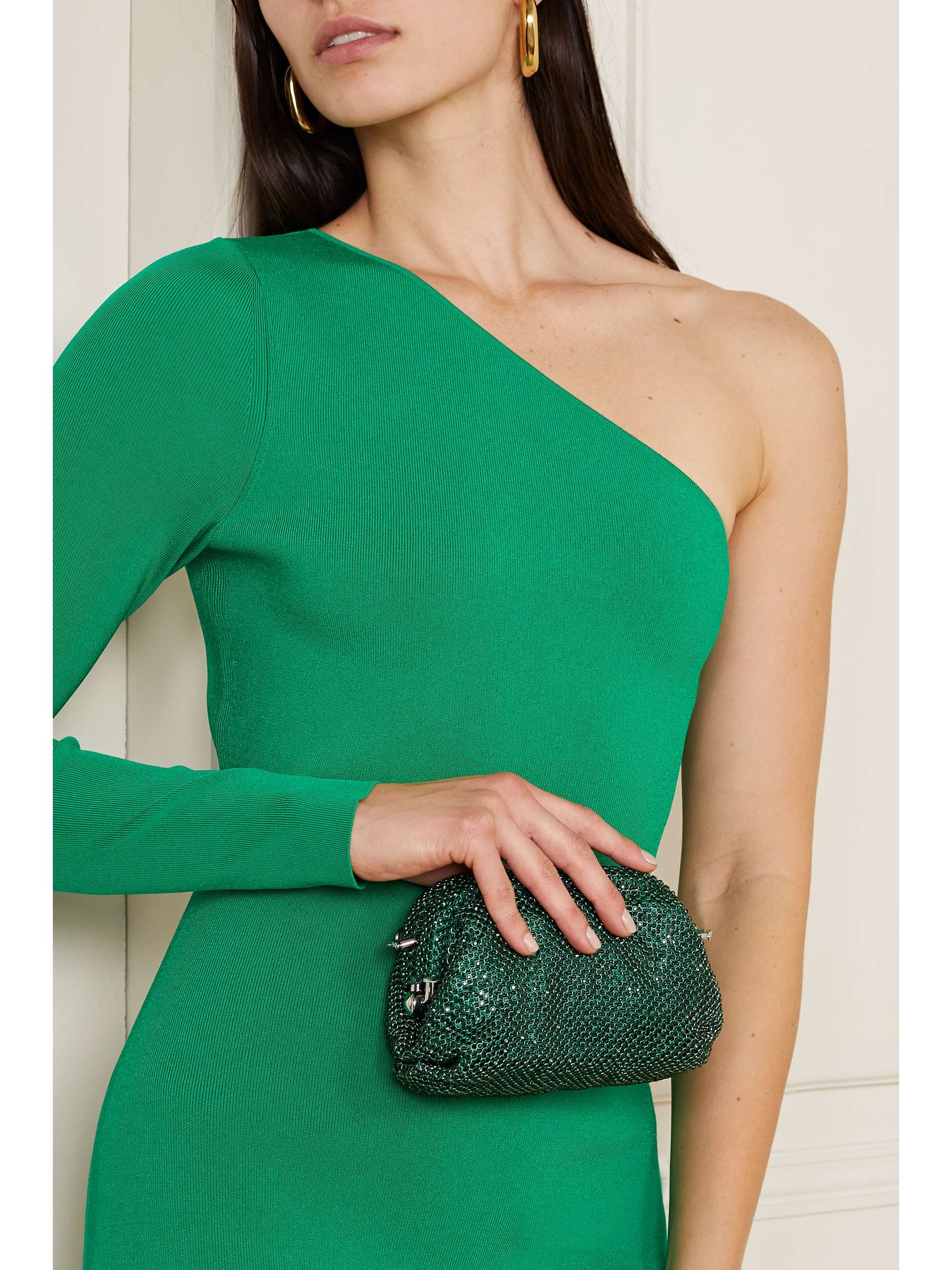 LOEFFLER RANDALL Doris crystal-embellished mesh clutch
