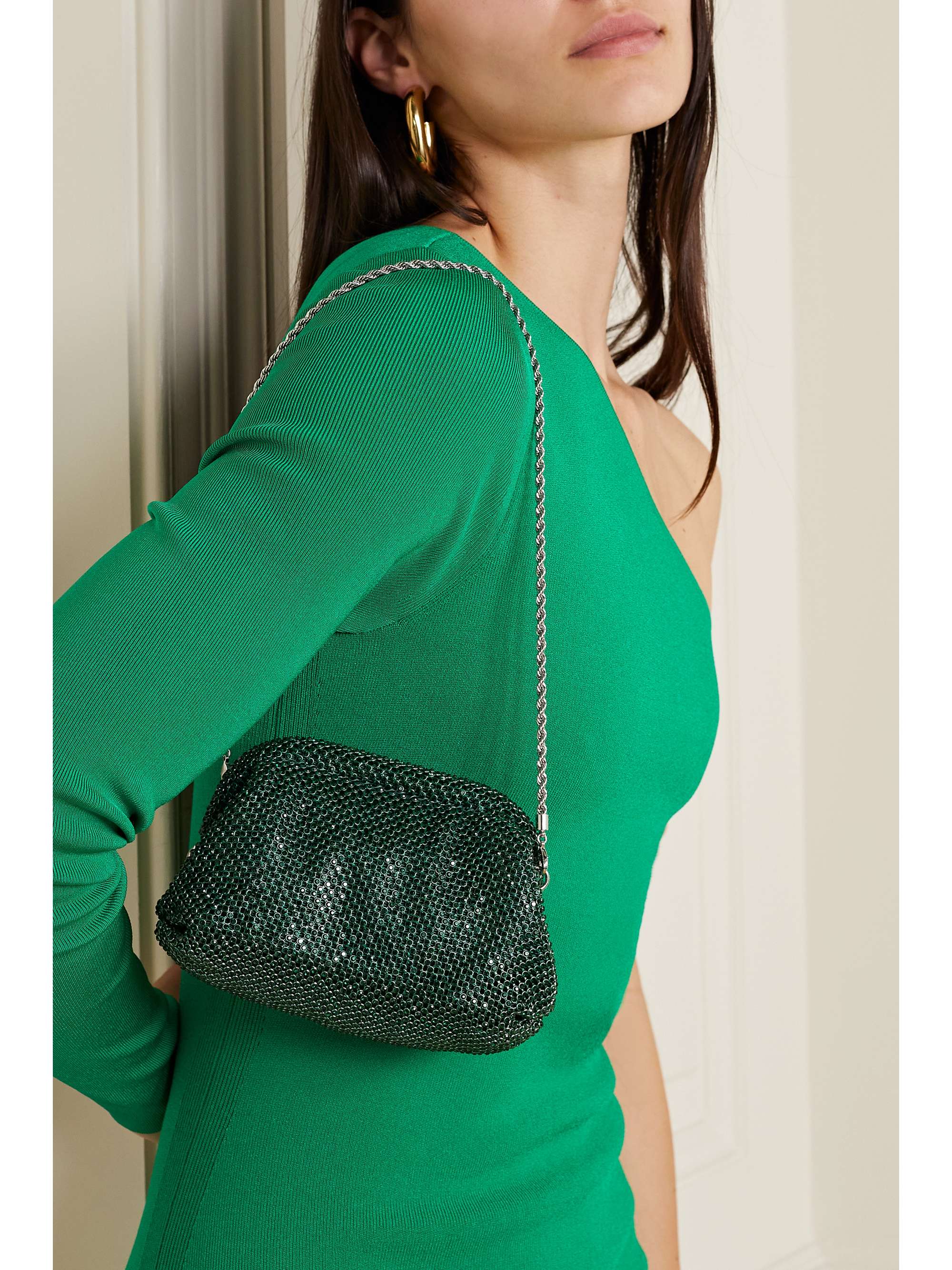 LOEFFLER RANDALL Doris crystal-embellished mesh clutch
