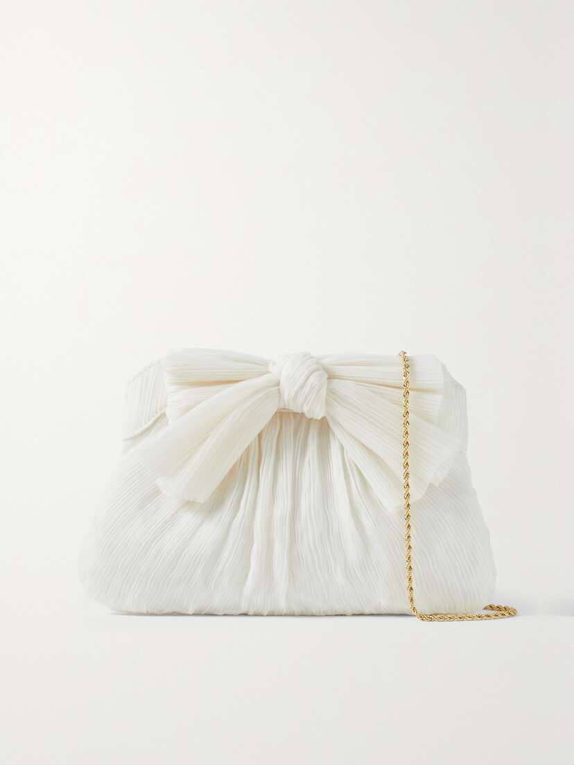 Loeffler Randall Rayne Bow-embellished Plissé-organza Clutch