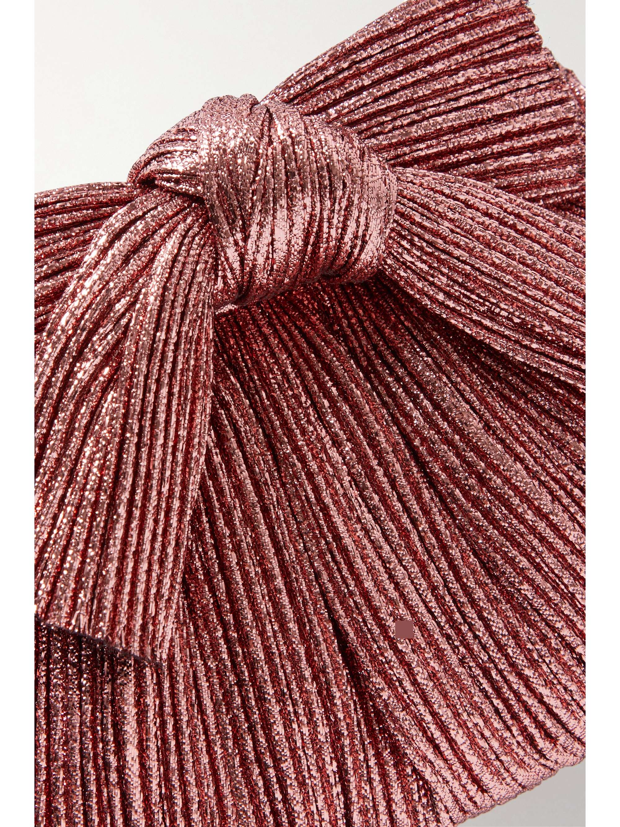 LOEFFLER RANDALL Rochelle bow-embellished plissé-lamé clutch