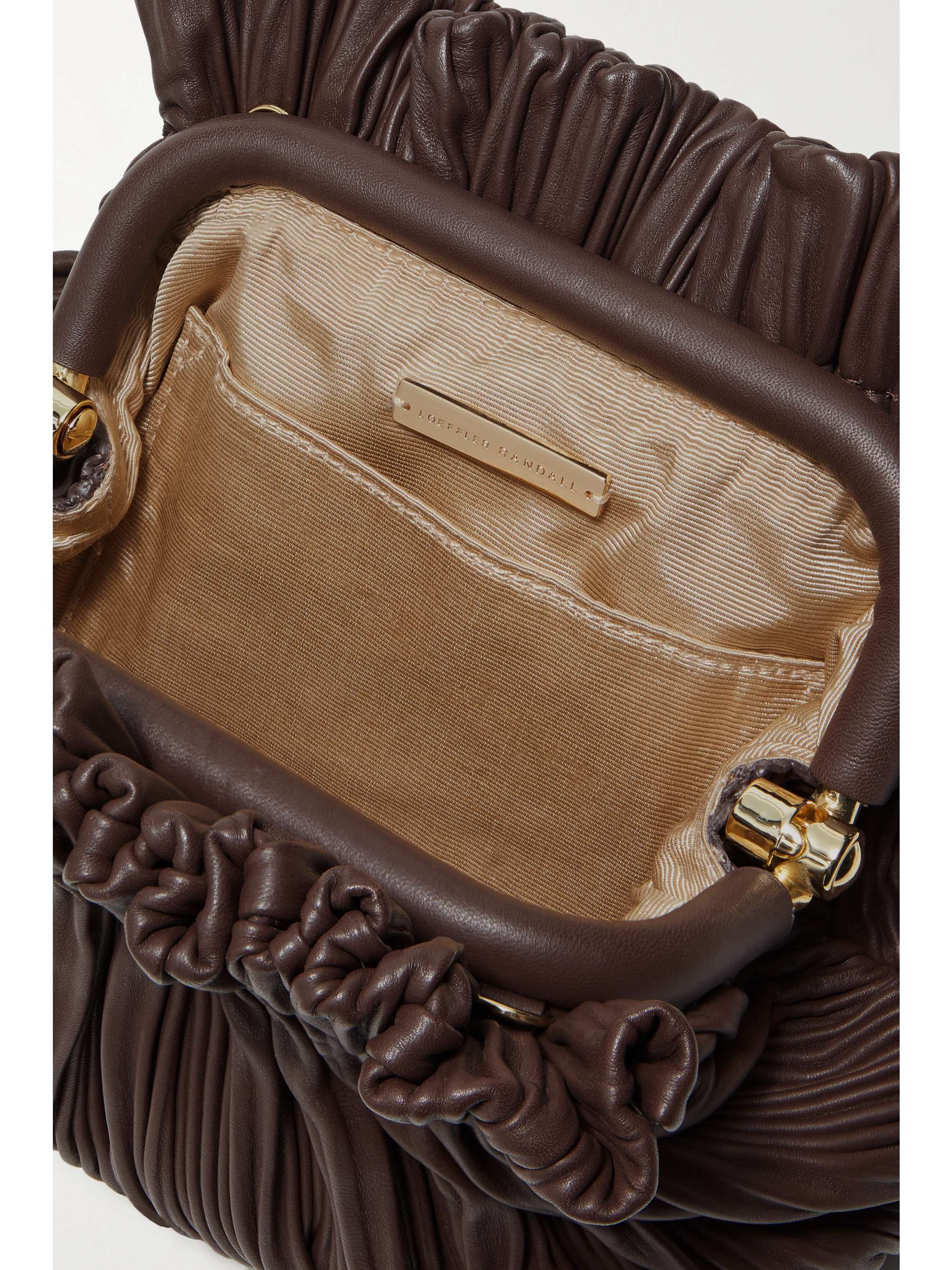 LOEFFLER RANDALL Willa mini ruched leather clutch NETAPORTER