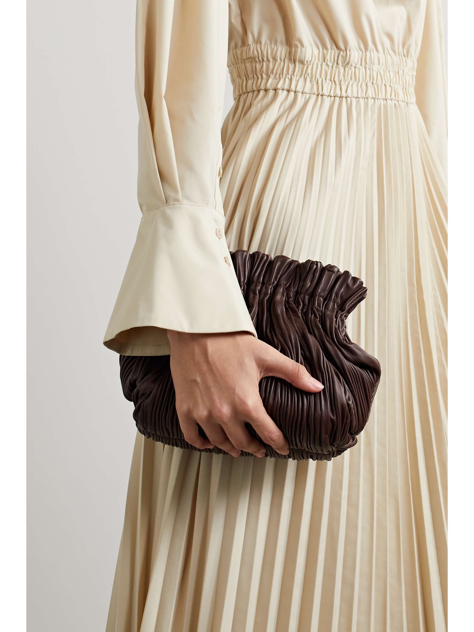 LOEFFLER RANDALL Willa mini ruched leather clutch