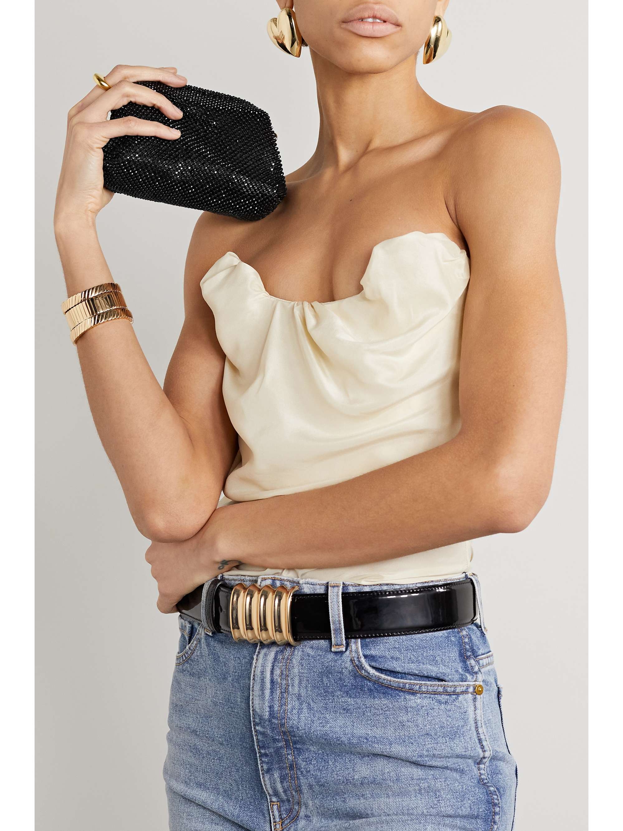 LOEFFLER RANDALL Doris crystal-embellished mesh clutch