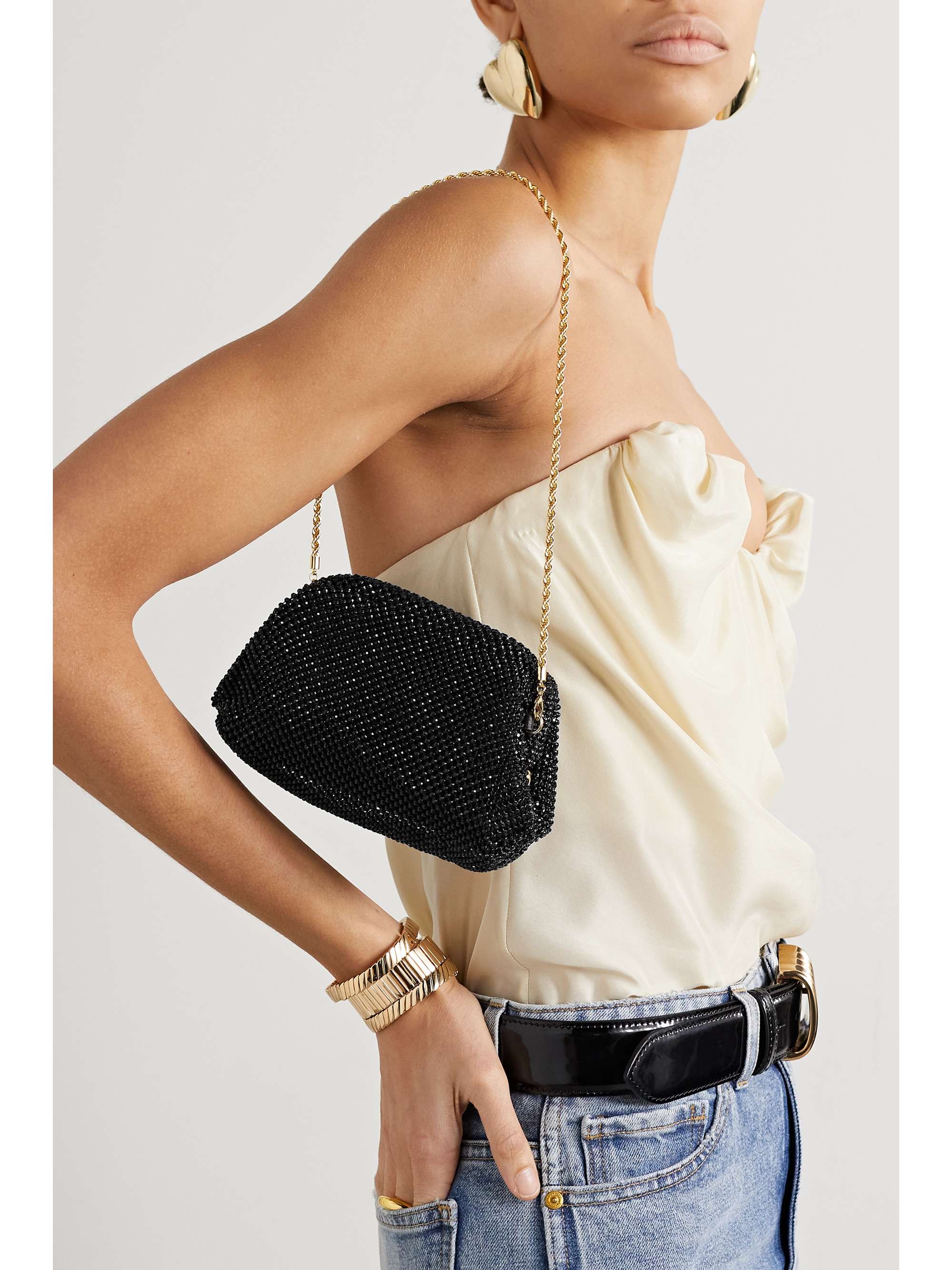 LOEFFLER RANDALL Doris crystal-embellished mesh clutch