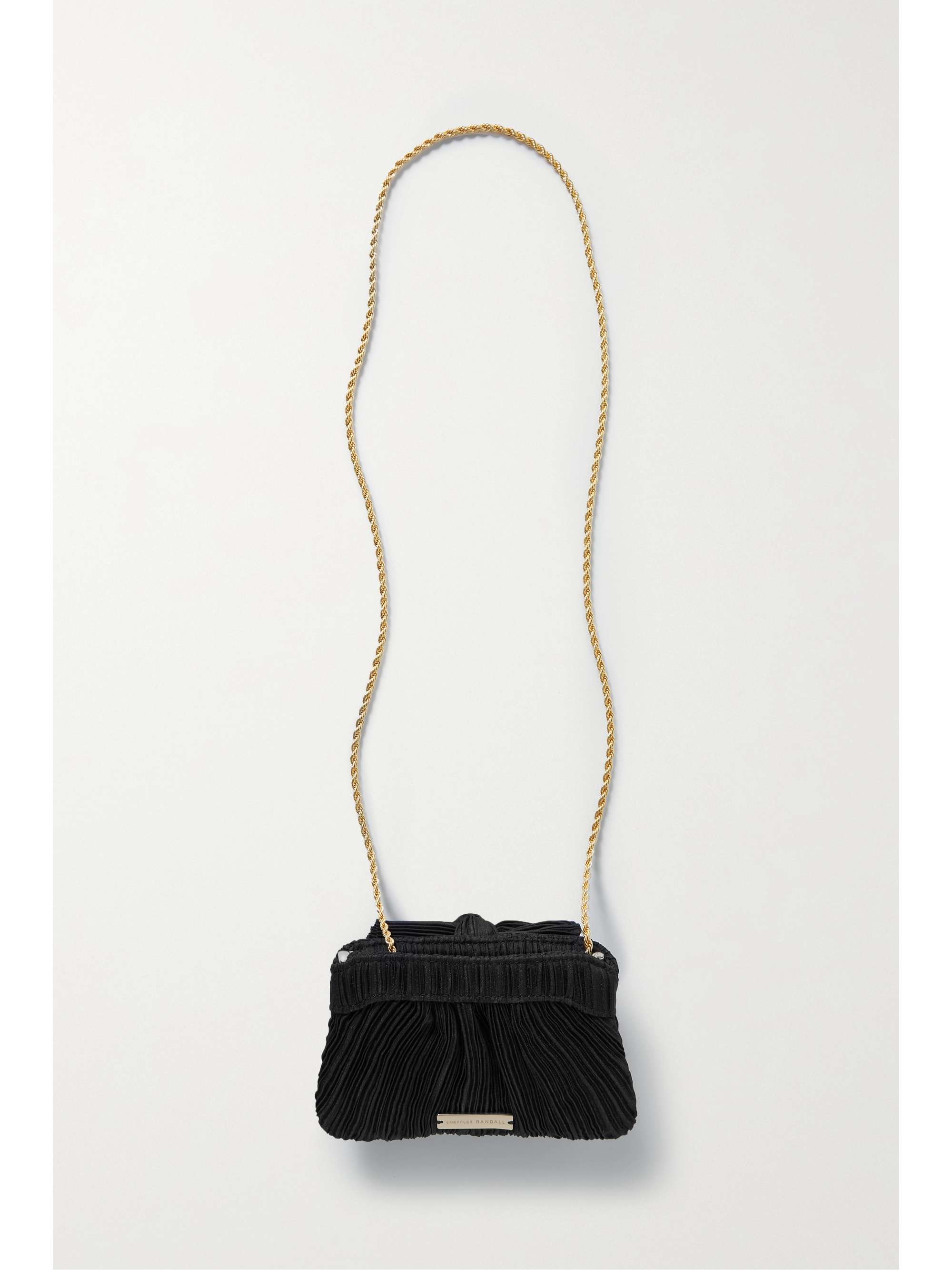 LOEFFLER RANDALL Rochelle bow and crystal-embellished plissé-faille clutch