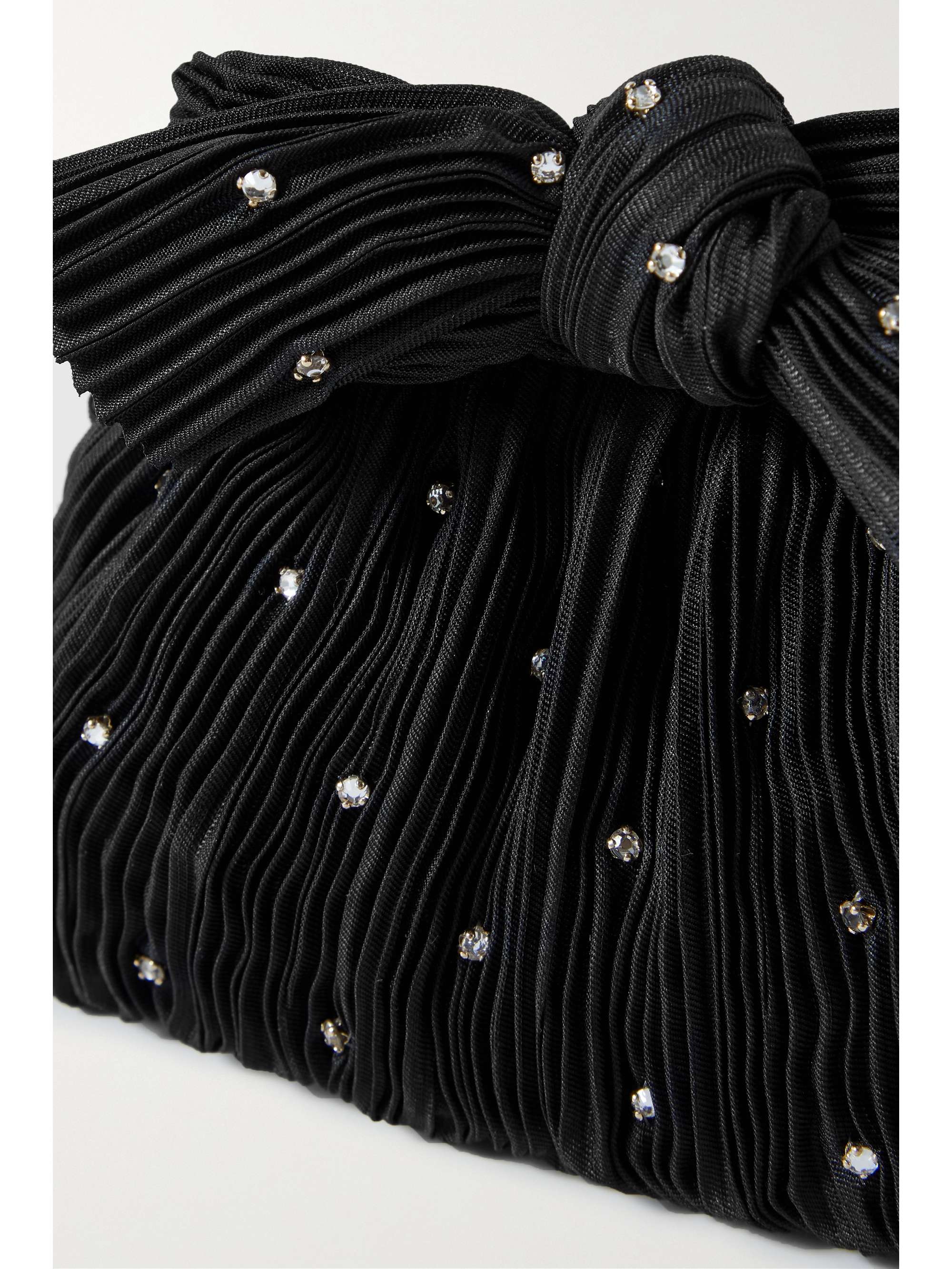 LOEFFLER RANDALL Rochelle bow and crystal-embellished plissé-faille clutch