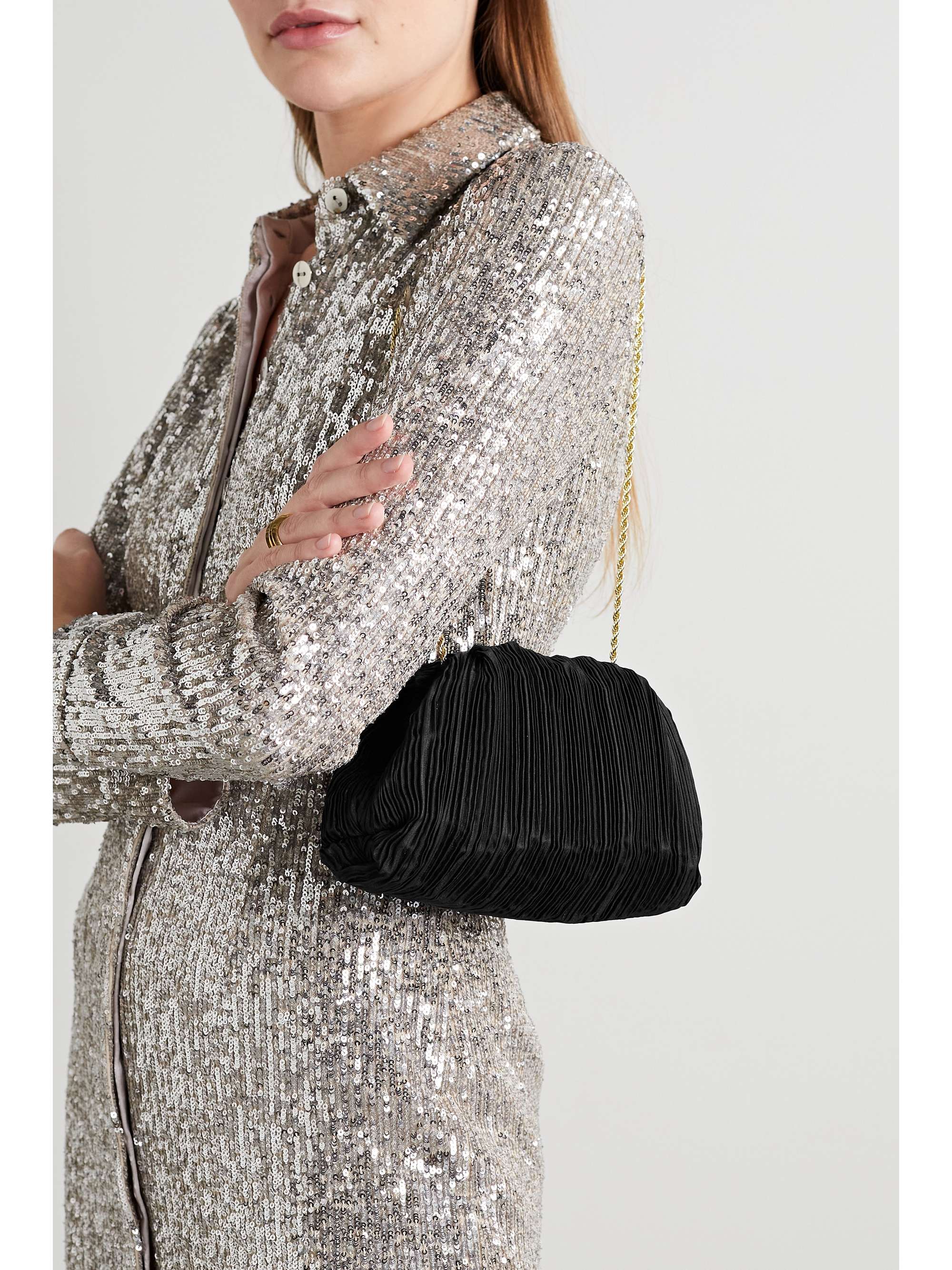 LOEFFLER RANDALL Baily plissé-shantung clutch