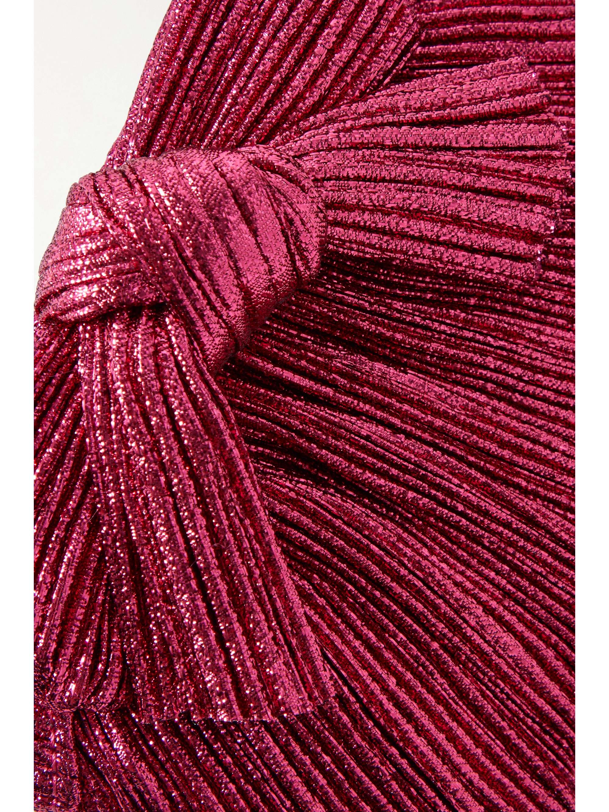 LOEFFLER RANDALL Rochelle bow-embellished plissé-lamé clutch