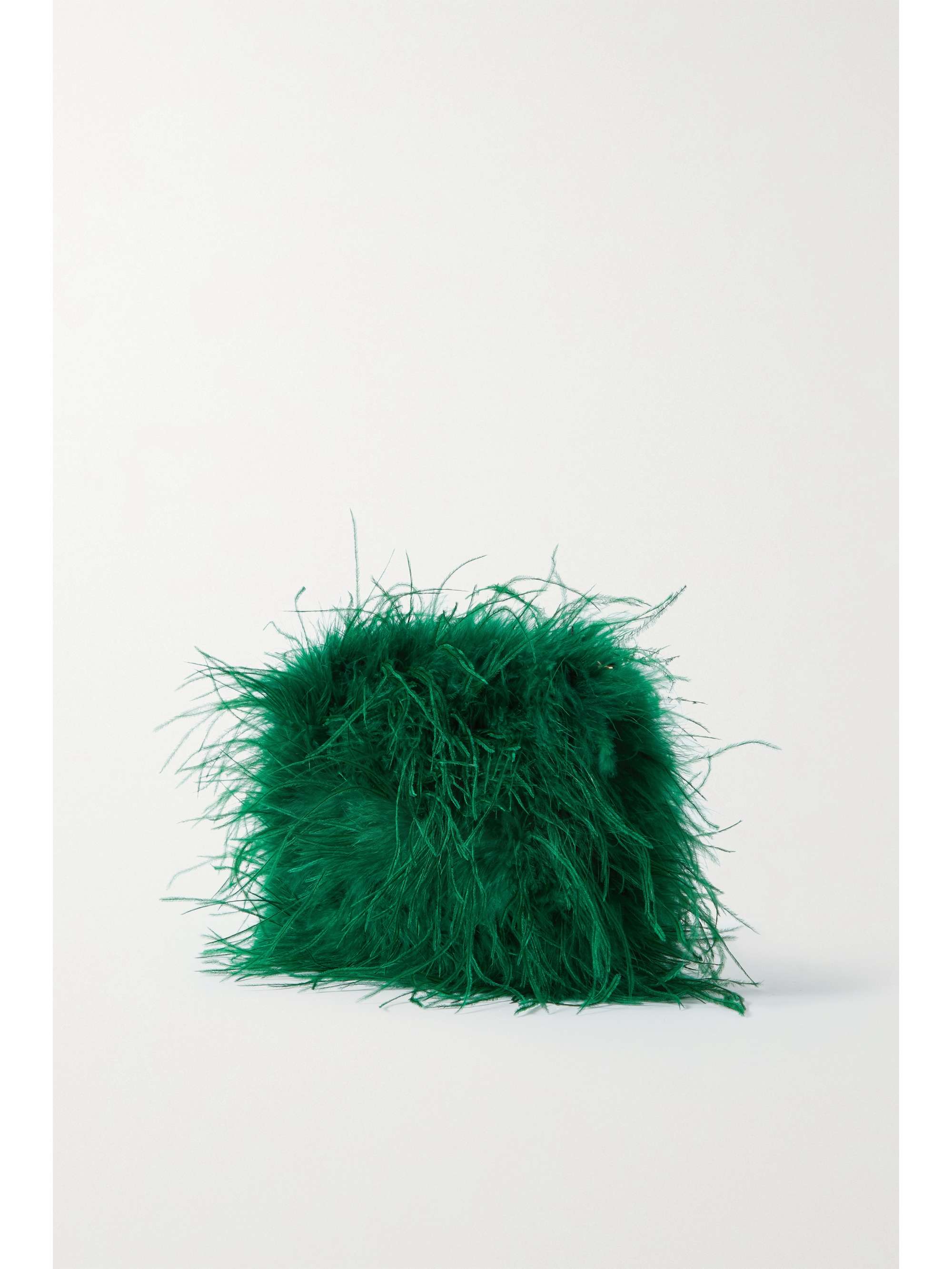 LOEFFLER RANDALL Zahara feather-trimmed satin shoulder bag