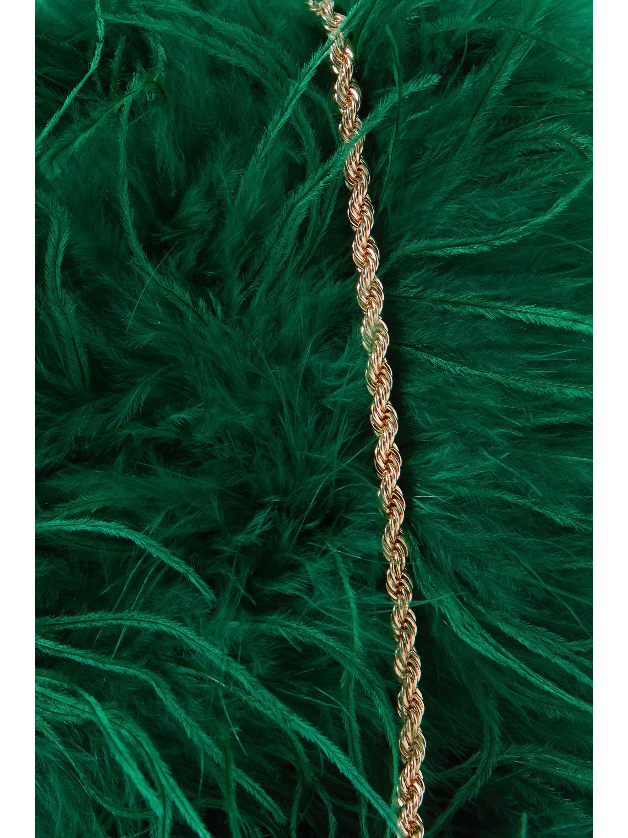 LOEFFLER RANDALL Zahara feather-trimmed satin shoulder bag