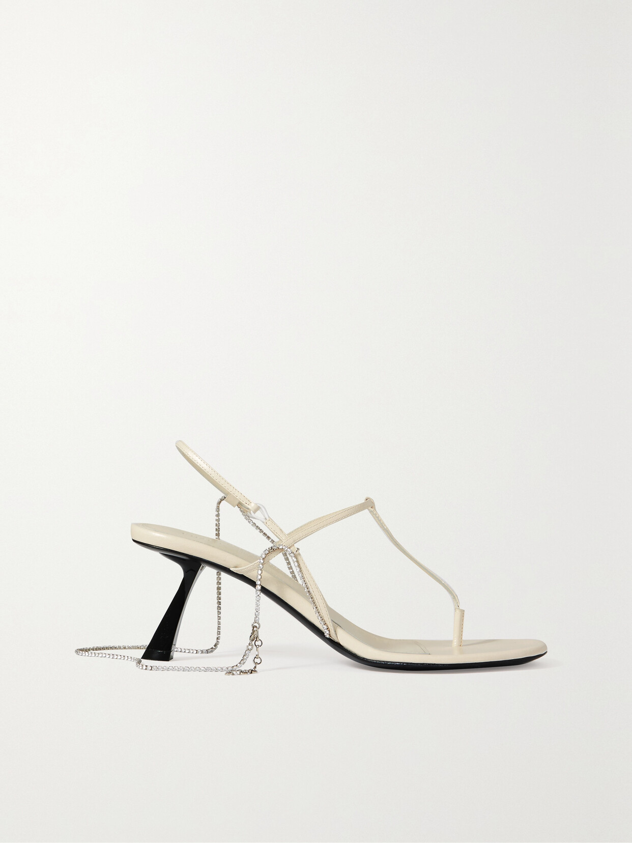 Khaite - The Linden Crystal-embellished Leather Slingback Sandals - White