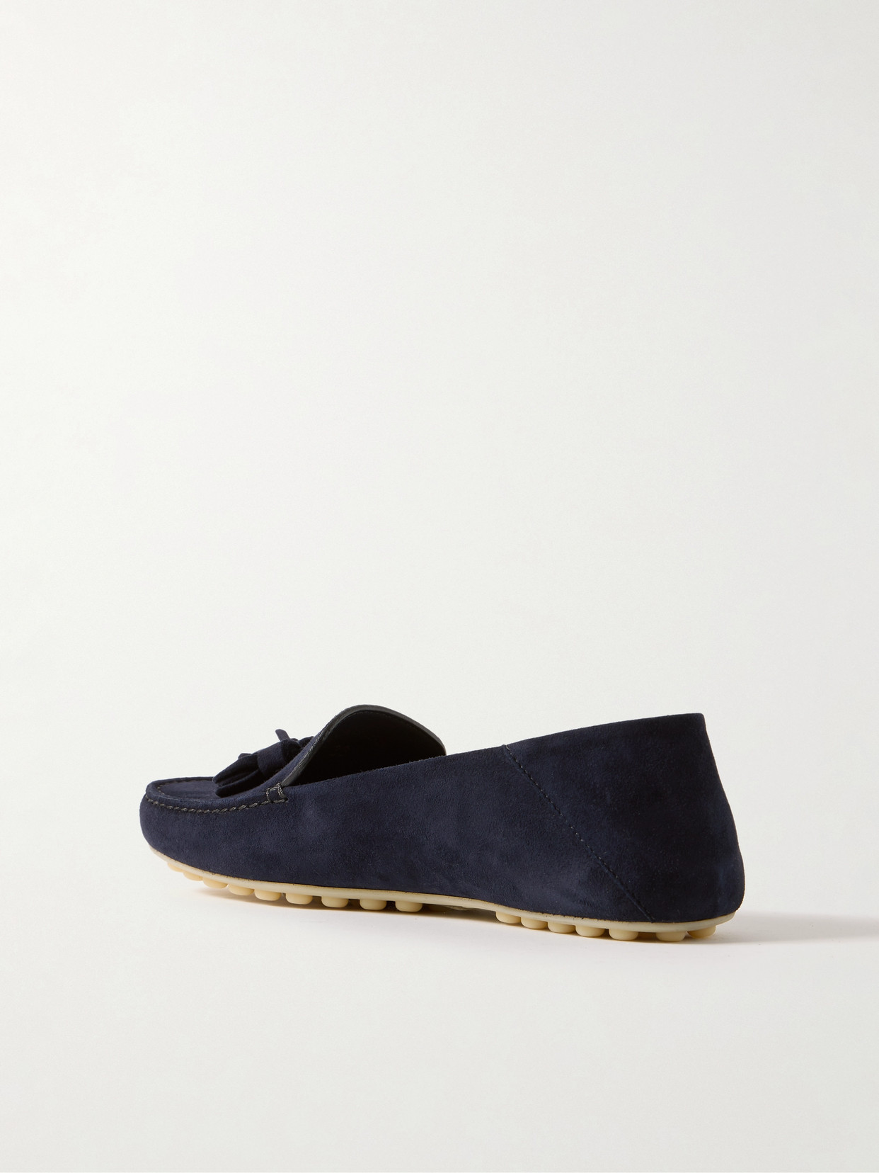Tasseled Suede Collapsible-Heel Loafers