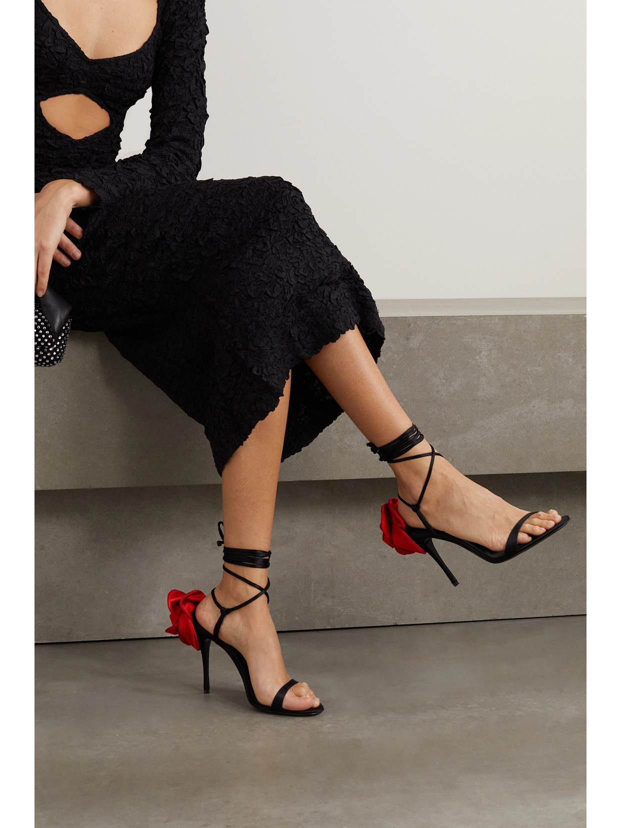 Appliquéd Lace-Up Sandals