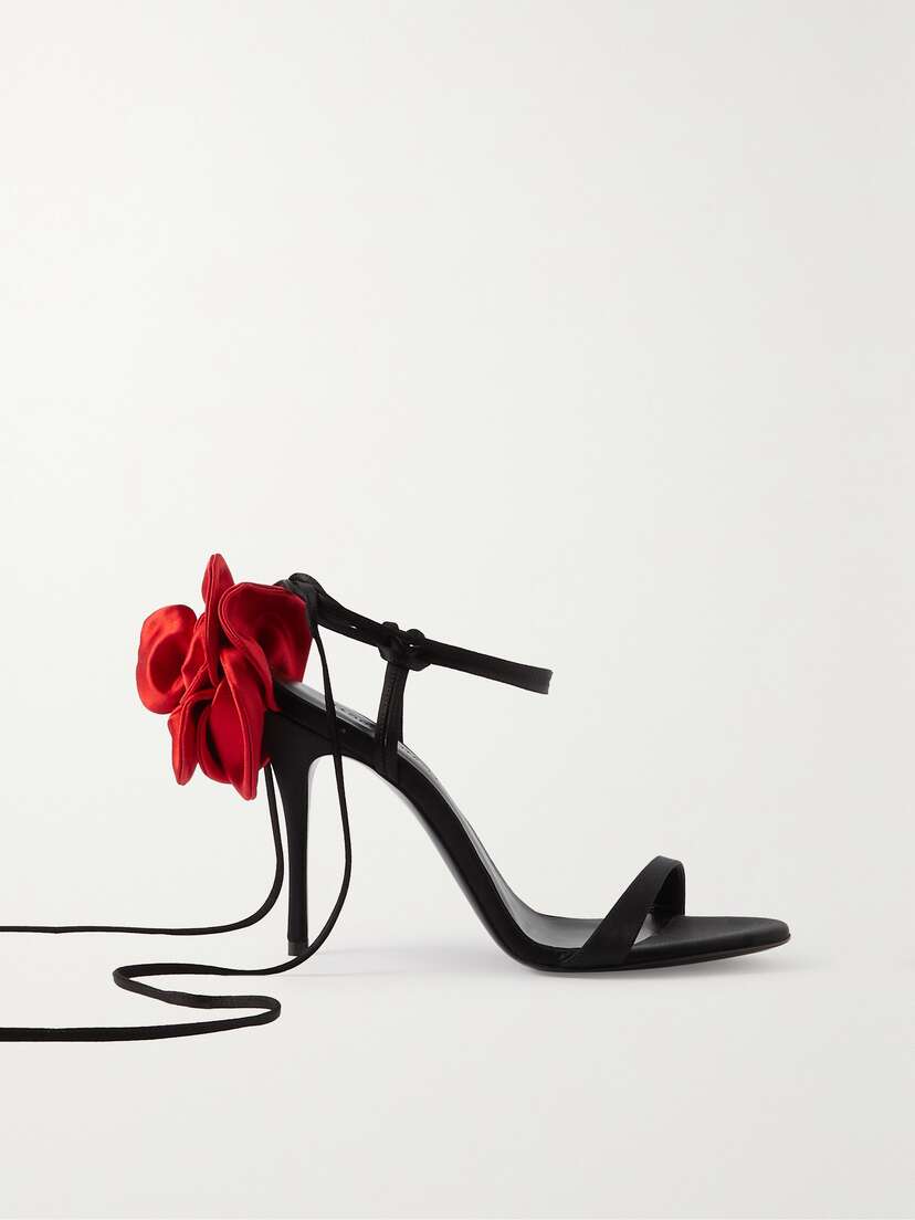 Magda Butrym Appliquéd Lace-up Satin Sandals