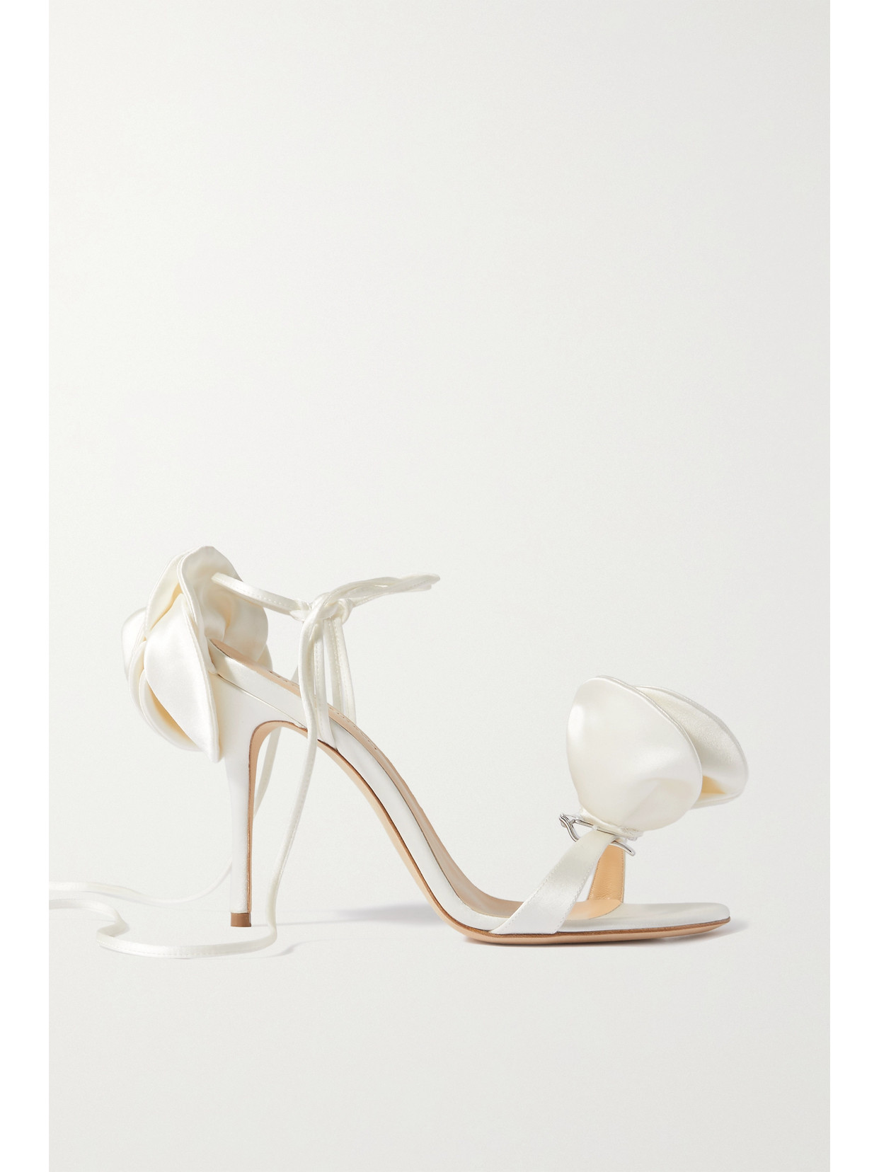 Magda Butrym 105mm Satin Flower Sandals In Ivory