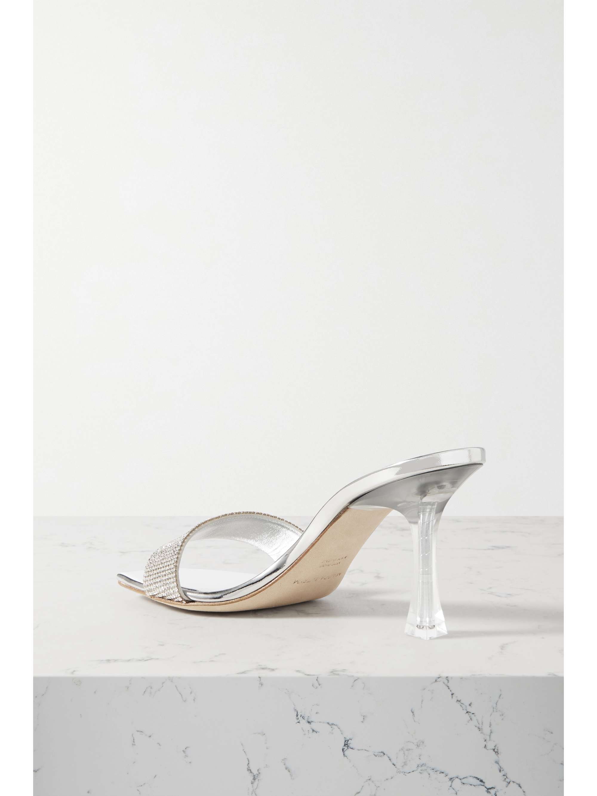 MAGDA BUTRYM Crystal-embellished metallic leather mules