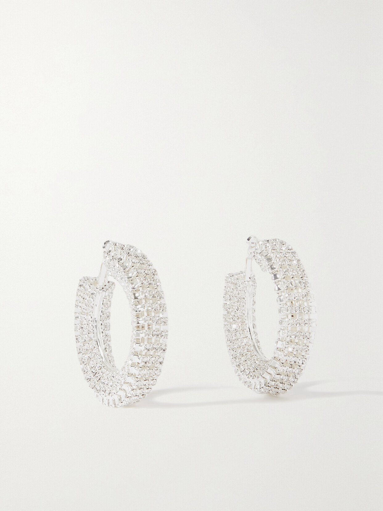 MAGDA BUTRYM SILVER-TONE CRYSTAL HOOP EARRINGS