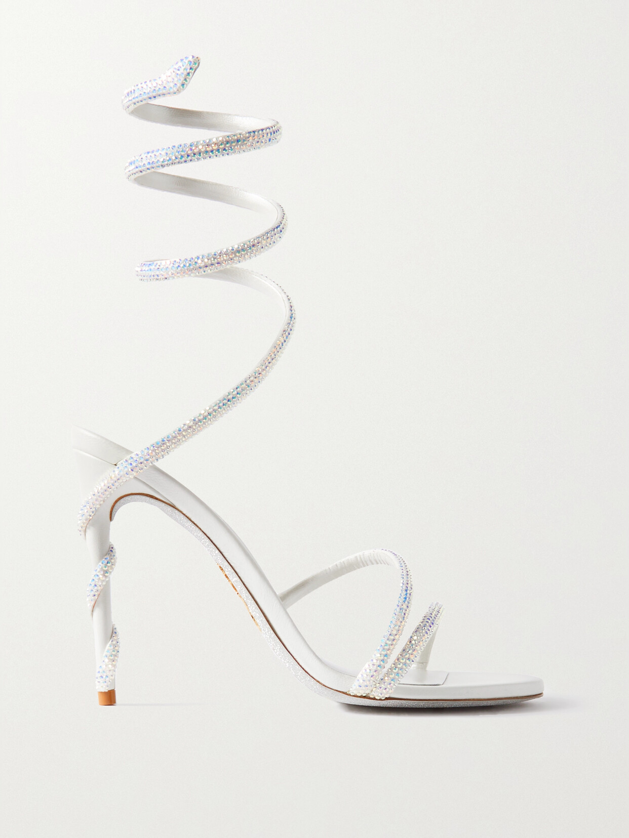 René Caovilla Margot Crystal-embellished Satin Sandals In Ivory
