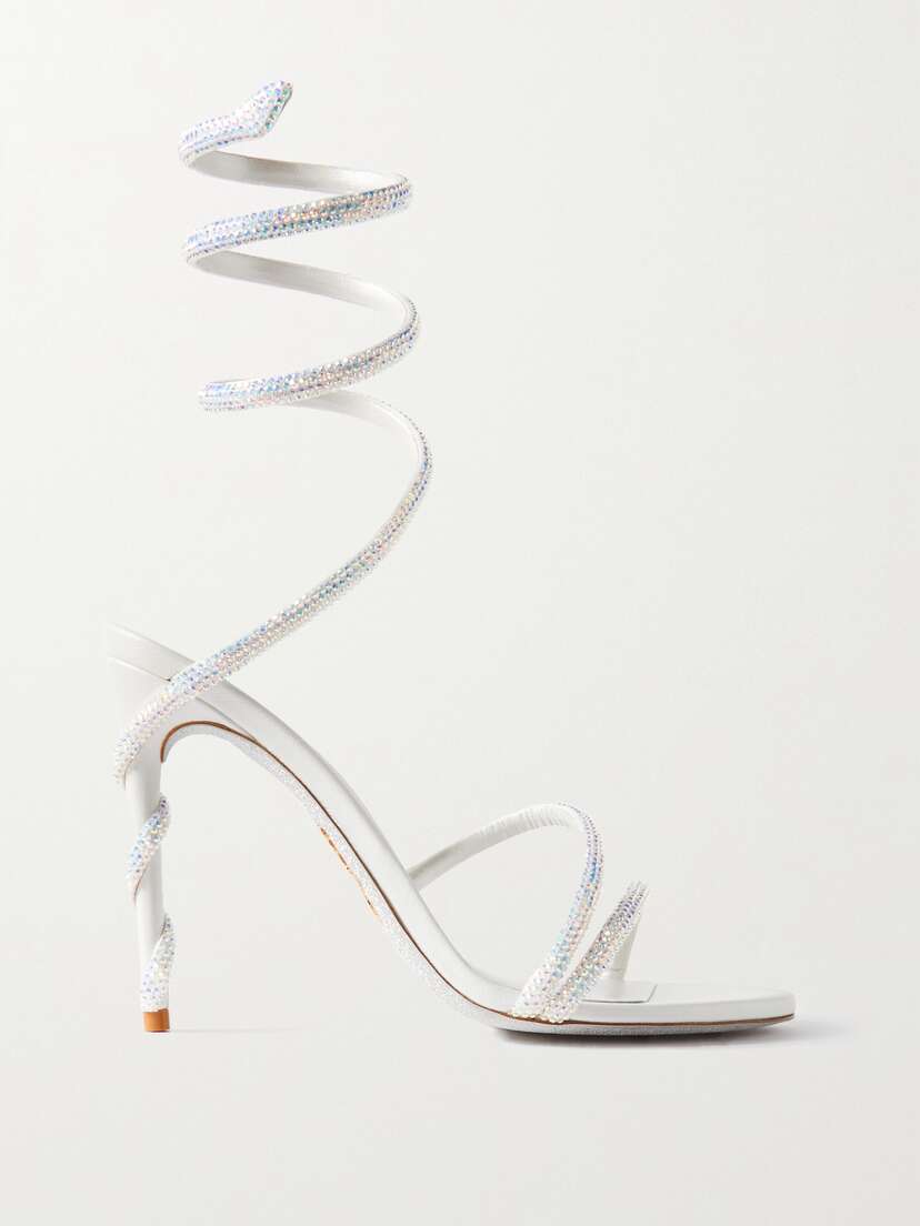 René Caovilla Margot Crystal-embellished Satin Sandals