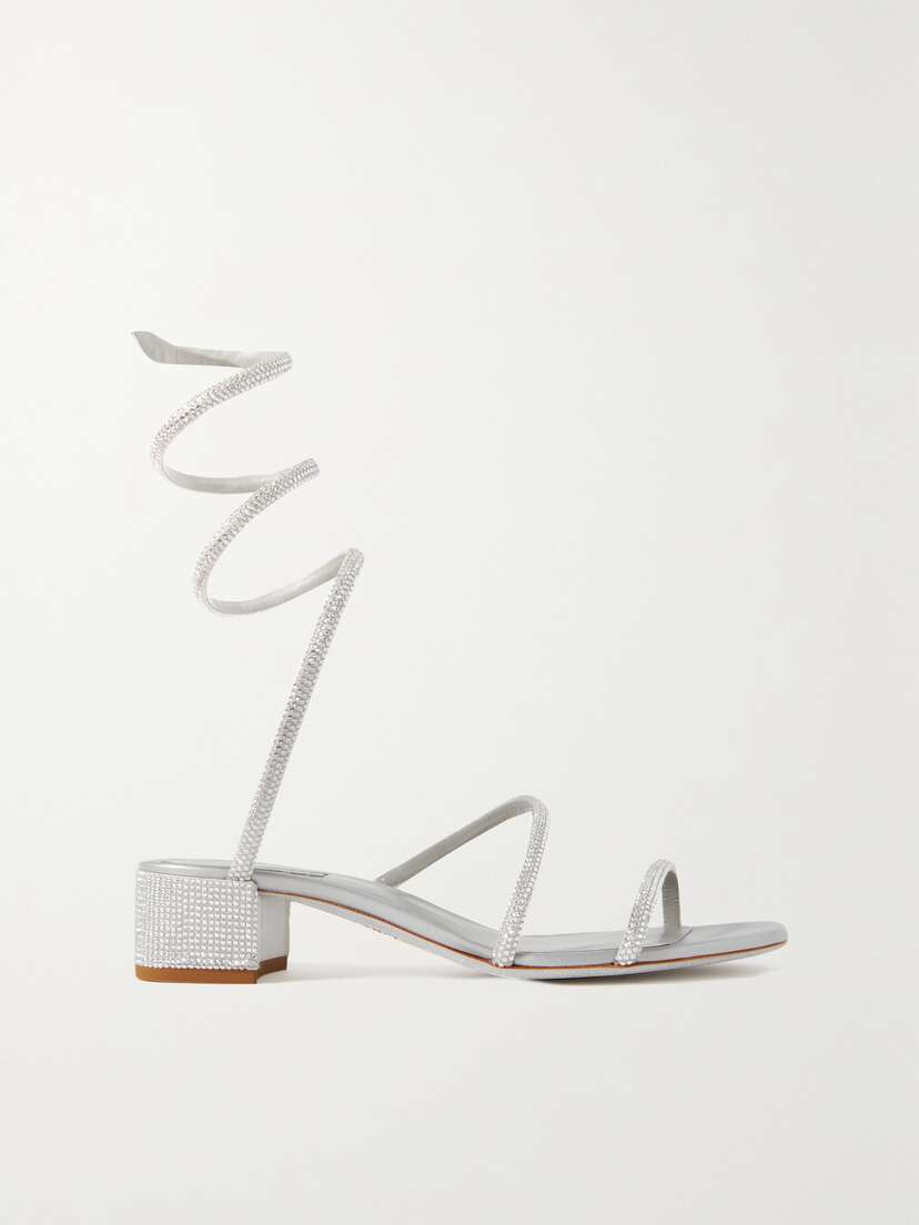 René Caovilla Cleo Crystal-embellished Satin Sandals
