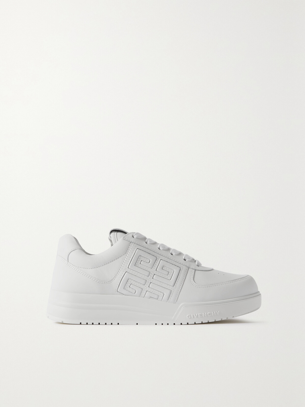 Shop Givenchy 4g Logo-embossed Leather Sneakers In White