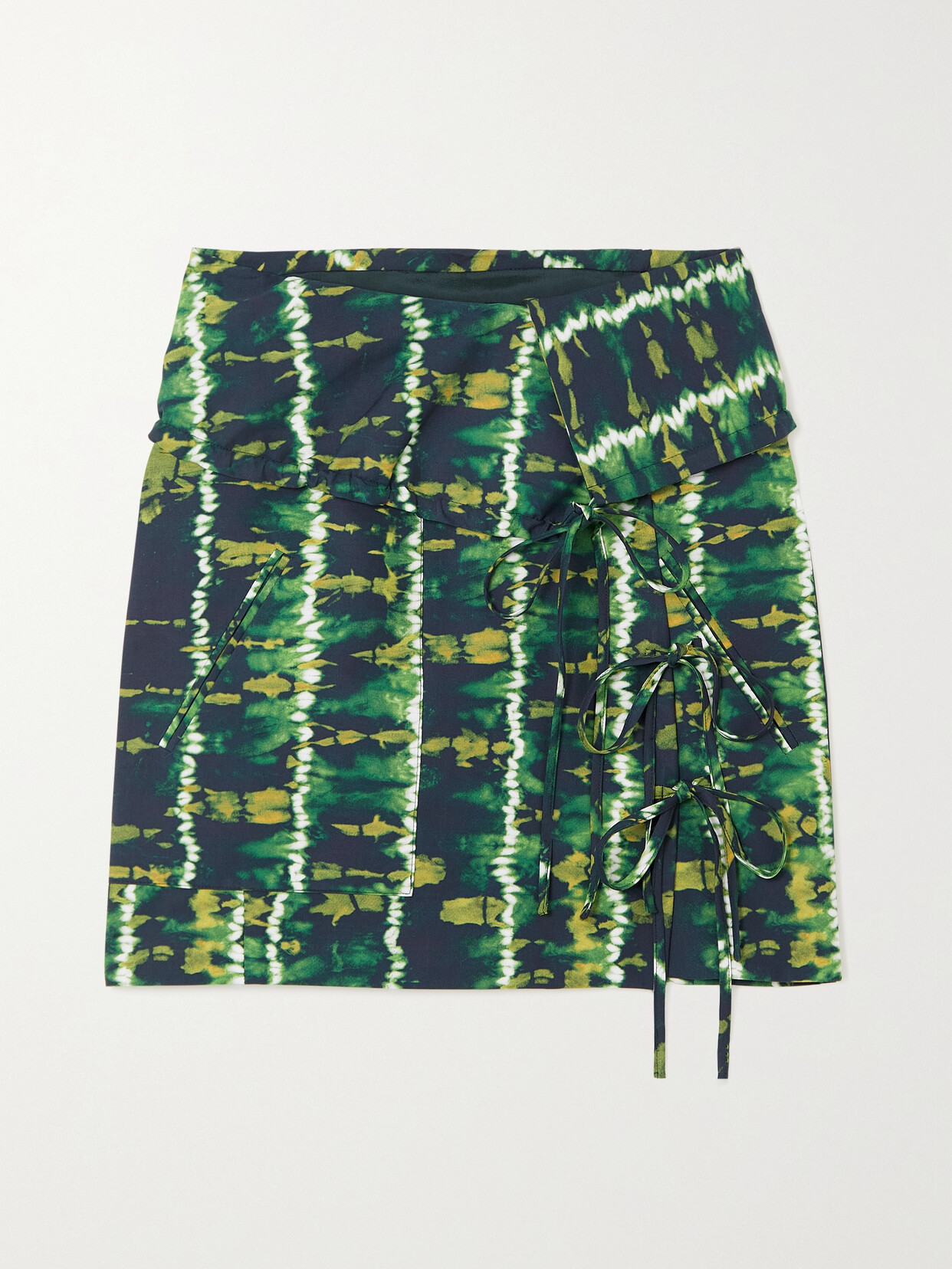 Altuzarra - Hilaree Tie-dyed Stretch-cotton Mini Wrap Skirt - Green