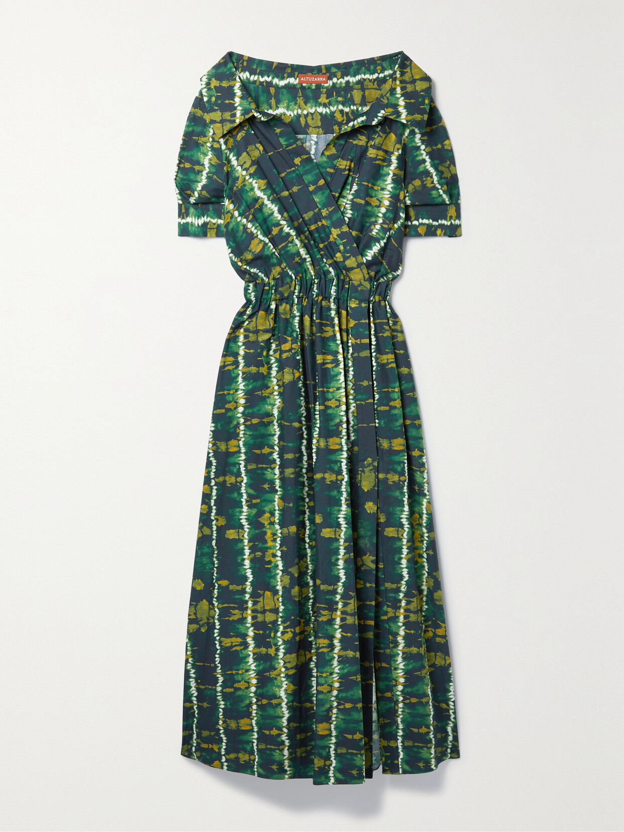 Altuzarra - Lydia Wrap-effect Gathered Tie-dyed Cotton-blend Poplin Maxi Dress - Green