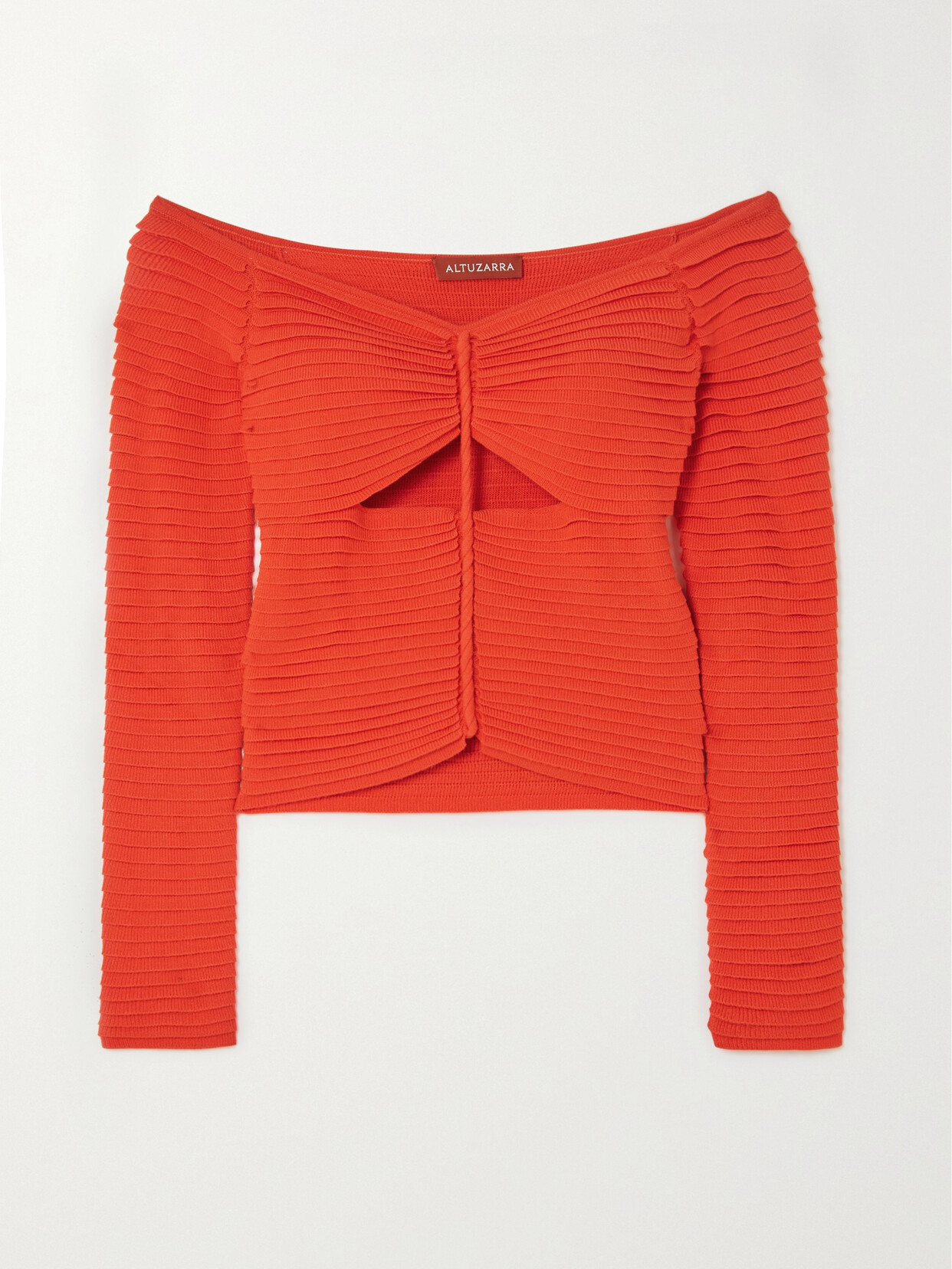 ALTUZARRA ADAN OFF-THE-SHOULDER CUTOUT KNITTED TOP