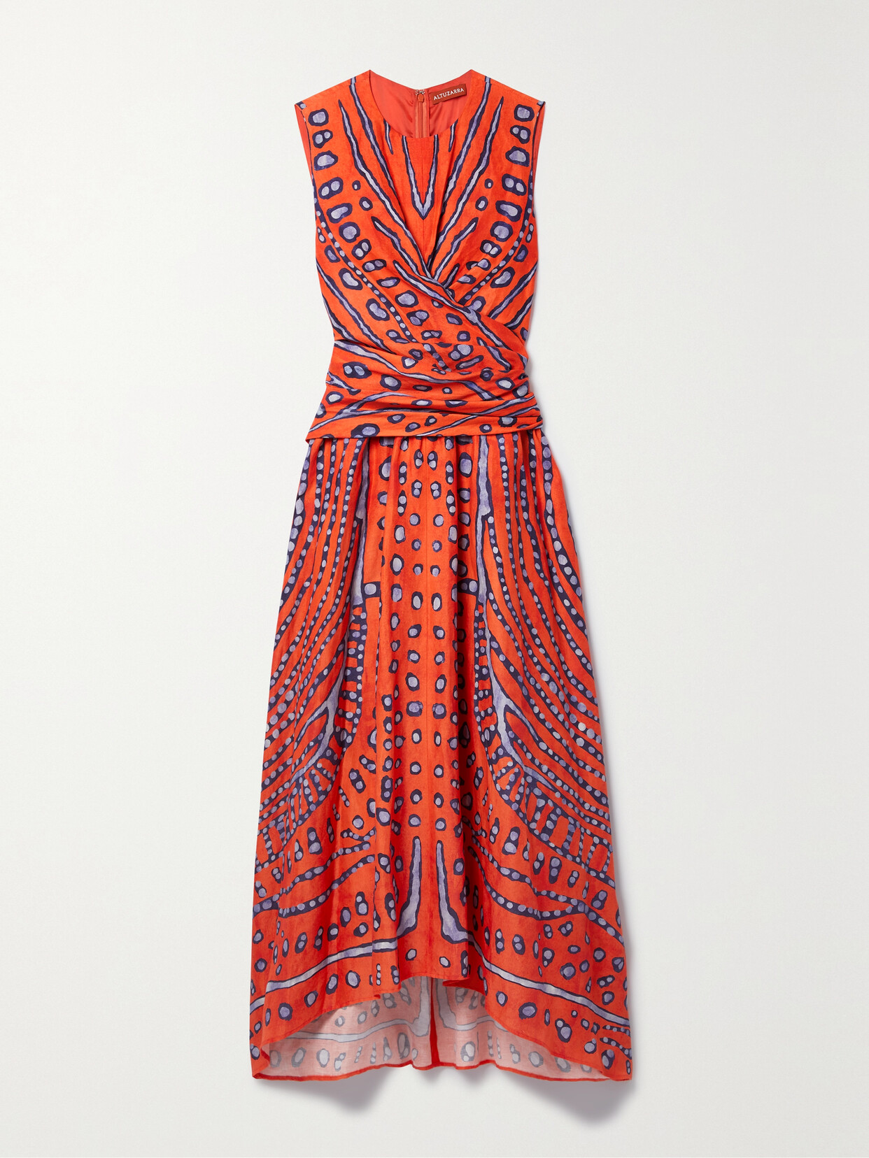 Altuzarra - Pembina Wrap-effect Printed Lyocell And Linen-blend Midi Dress - Orange