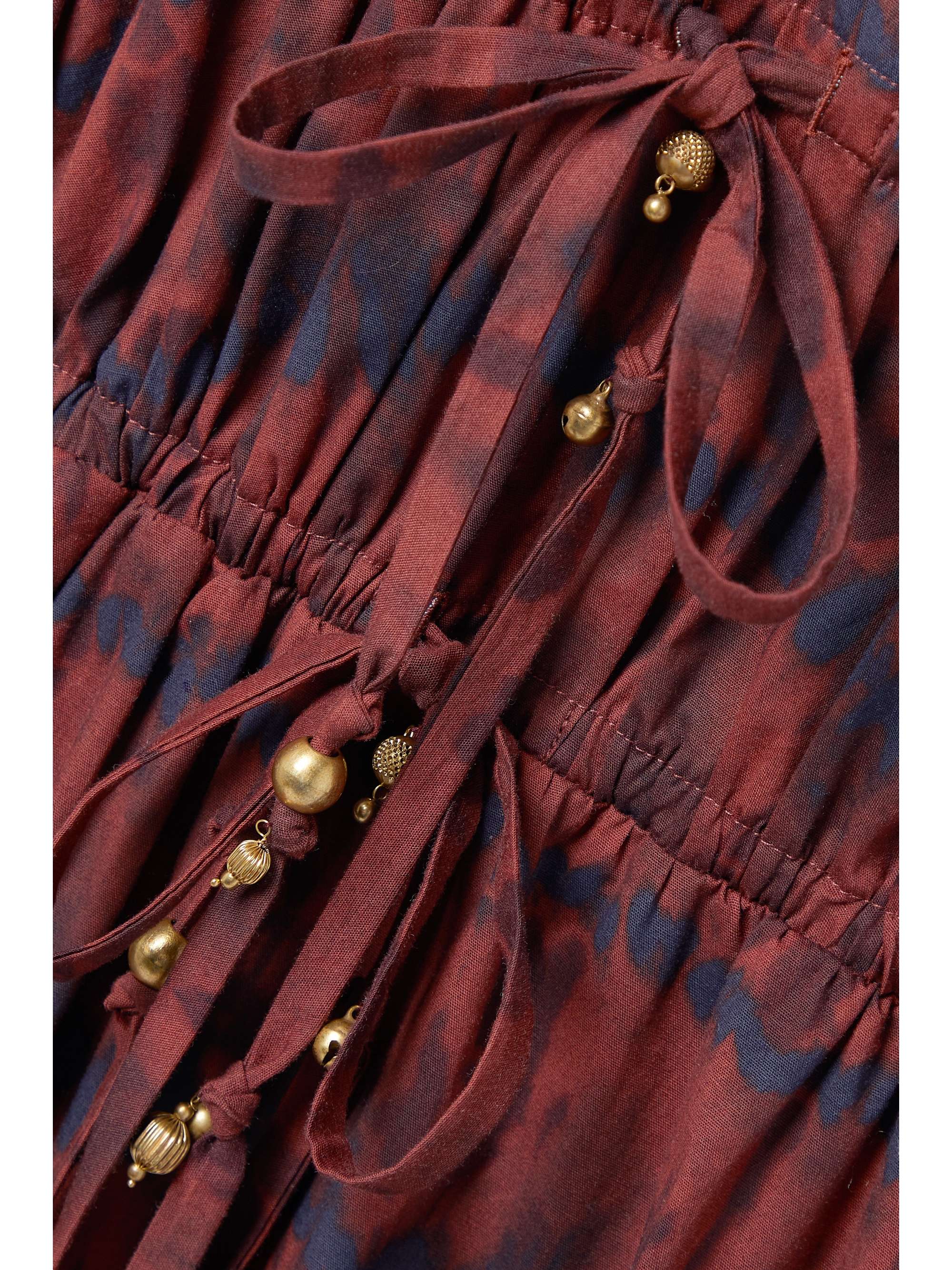 ALTUZARRA Donrine embellished ruched tie-dyed cotton-blend poplin midi dress
