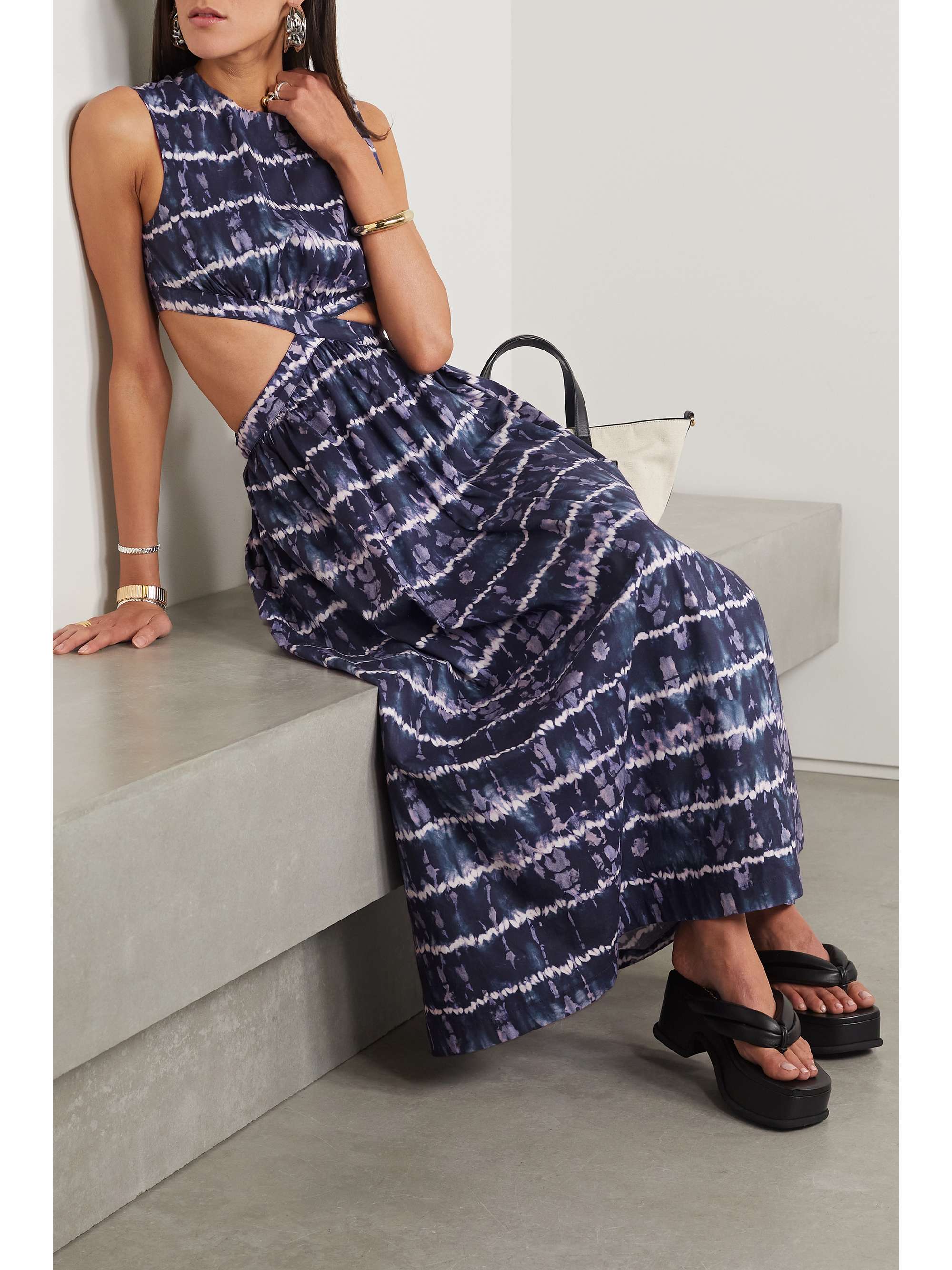 ALTUZARRA Ashima cutout tie-dyed cotton-blend poplin midi dress |  NET-A-PORTER
