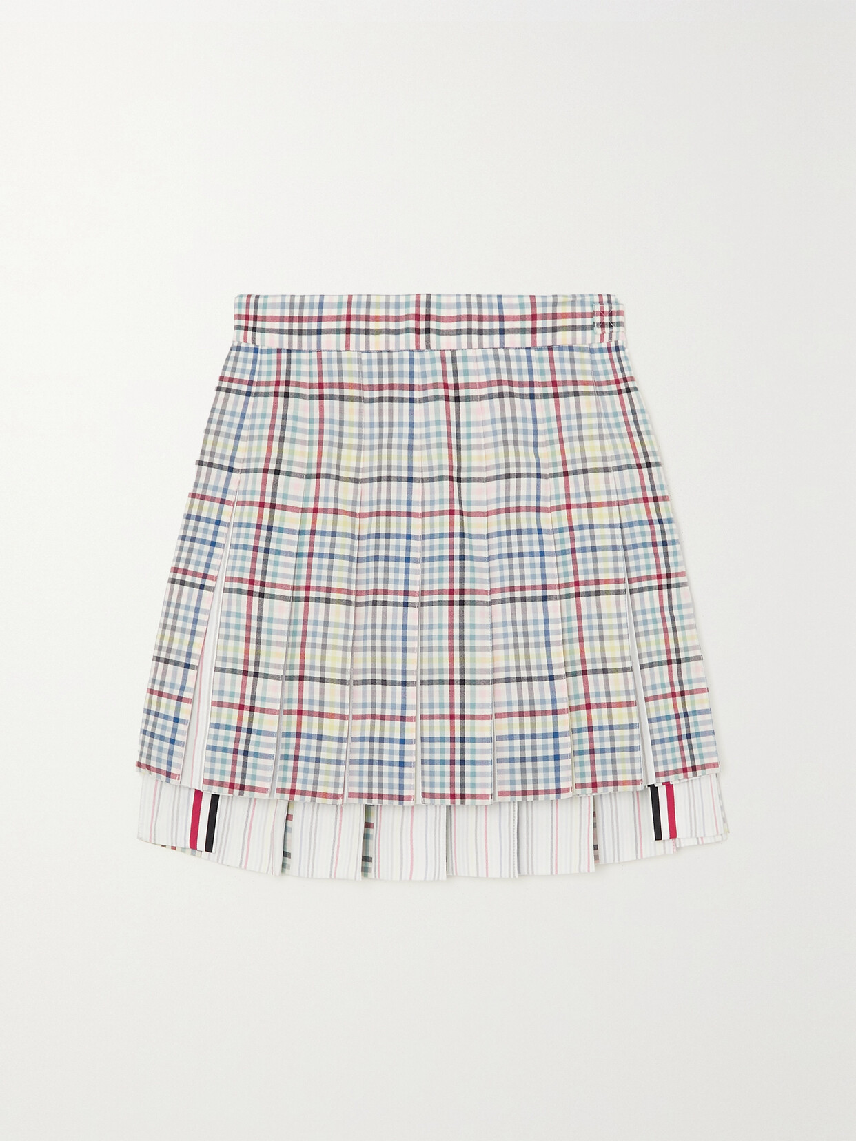 Thom Browne - Pleated Checked Wool Mini Skirt - White