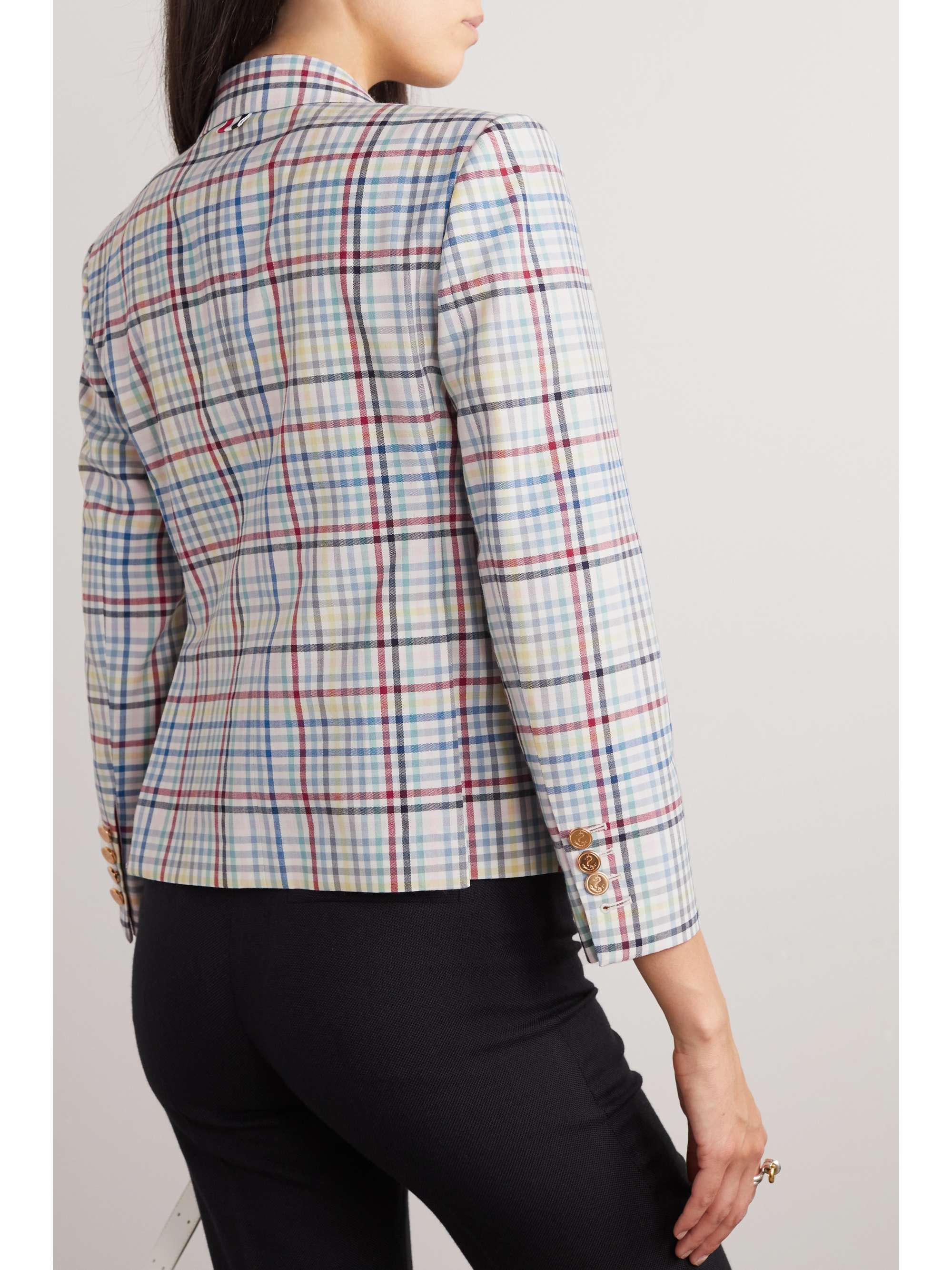 THOM BROWNE Cropped checked wool-canvas blazer