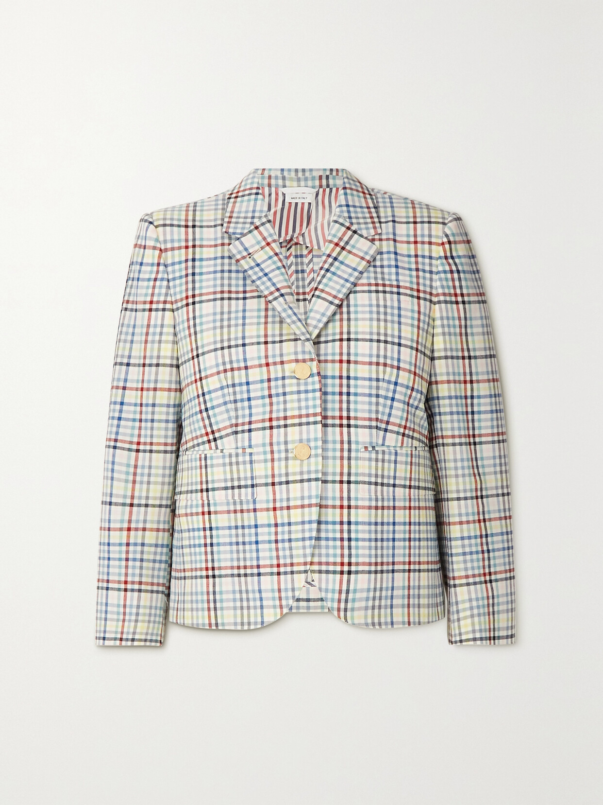 Thom Browne Cropped Checked Wool-canvas Blazer In White