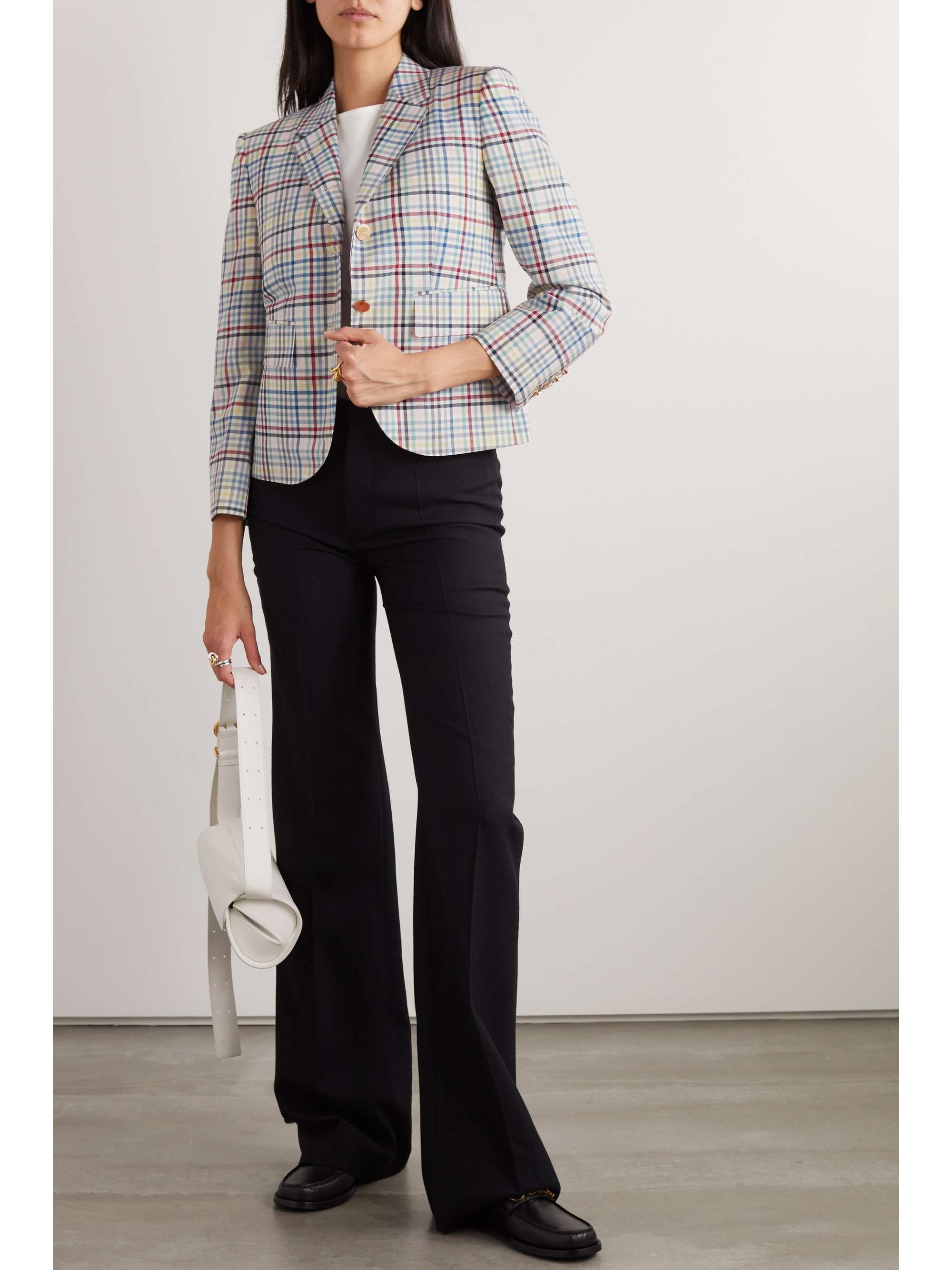 THOM BROWNE Cropped checked wool-canvas blazer