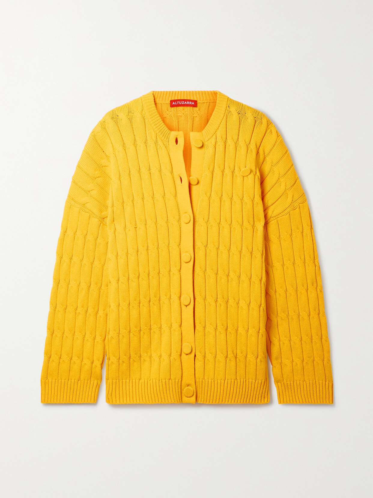 Altuzarra - Vincent Cable-knit Cotton-blend Cardigan - Yellow