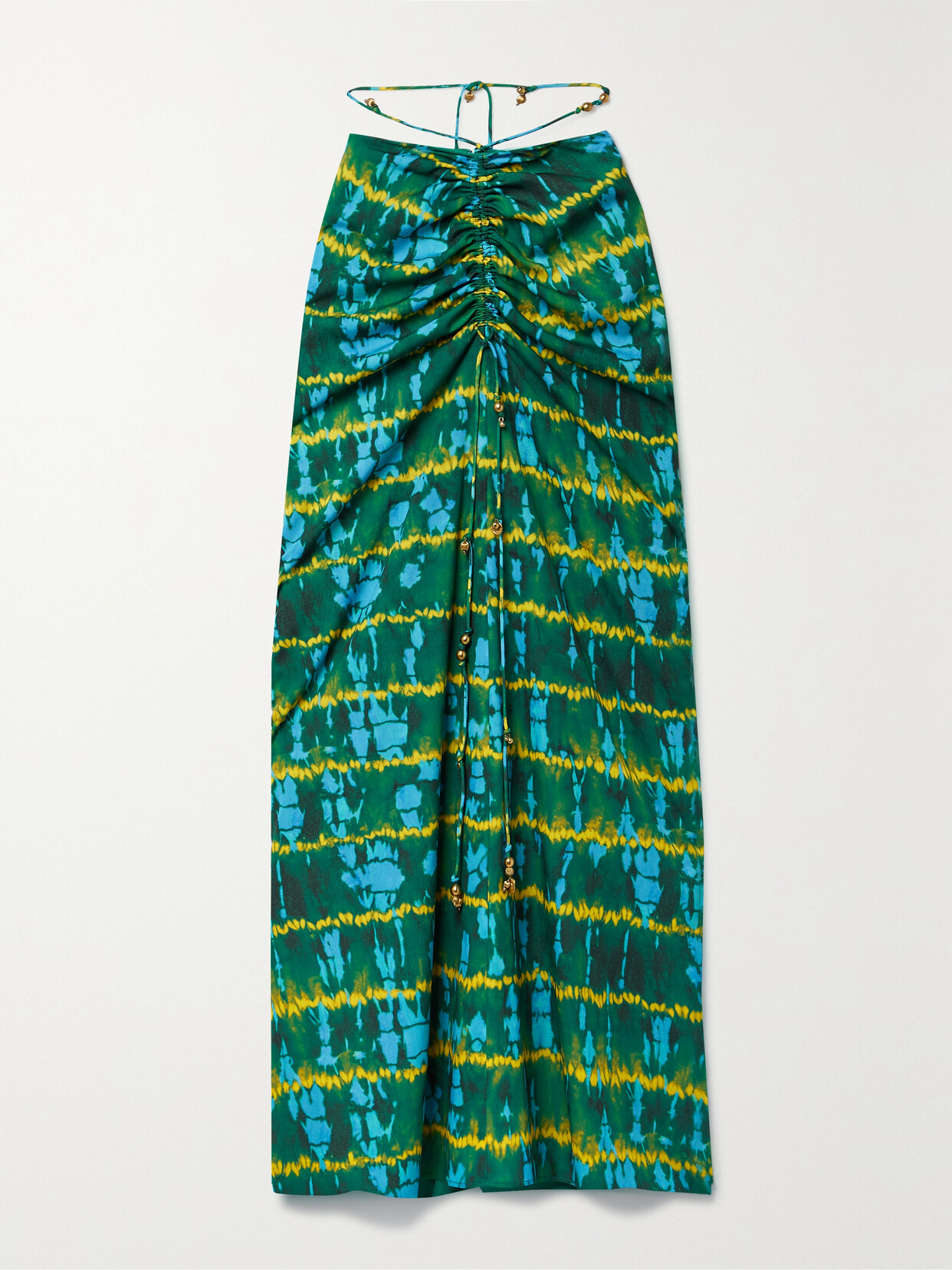 Altuzarra - Safia Embellished Ruched Tie-dyed Crepe De Chine Maxi Skirt - Green