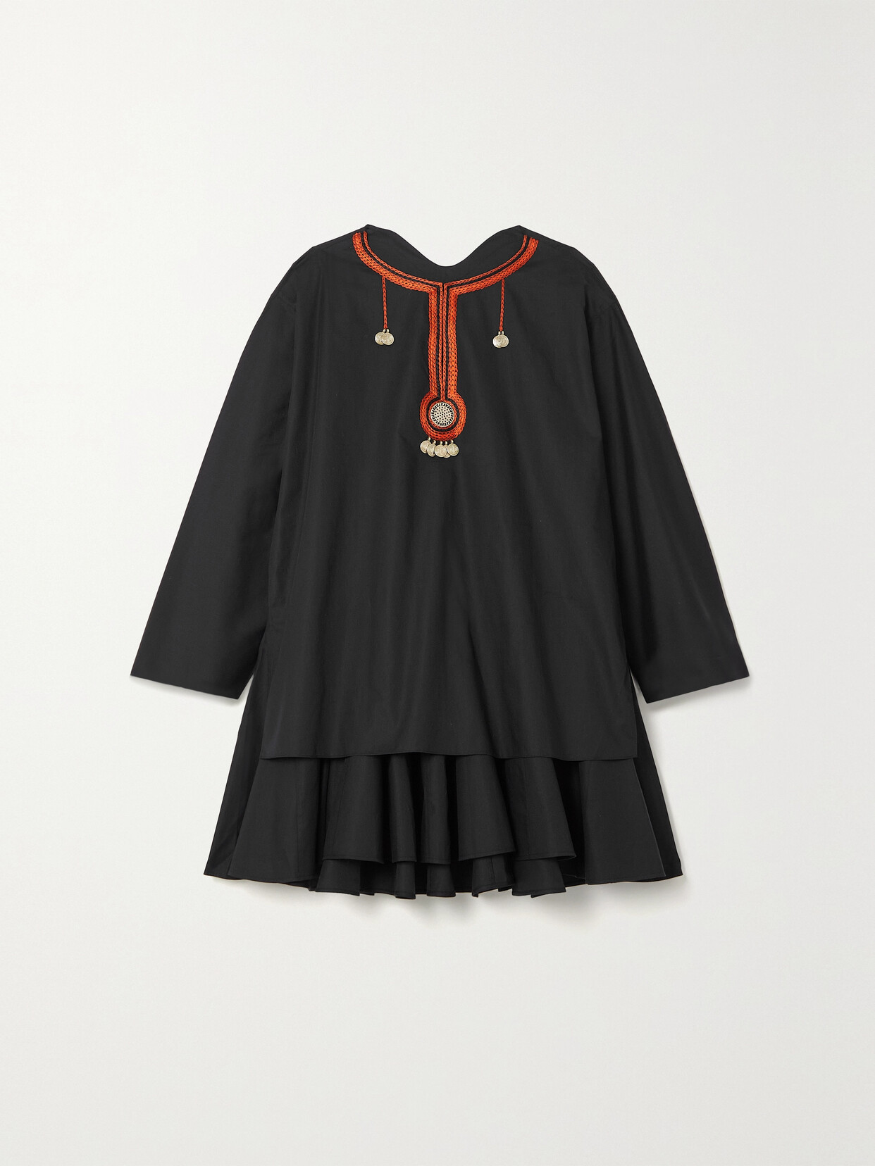 ALTUZARRA HARI EMBELLISHED EMBROIDERED COTTON-TWILL MINI DRESS