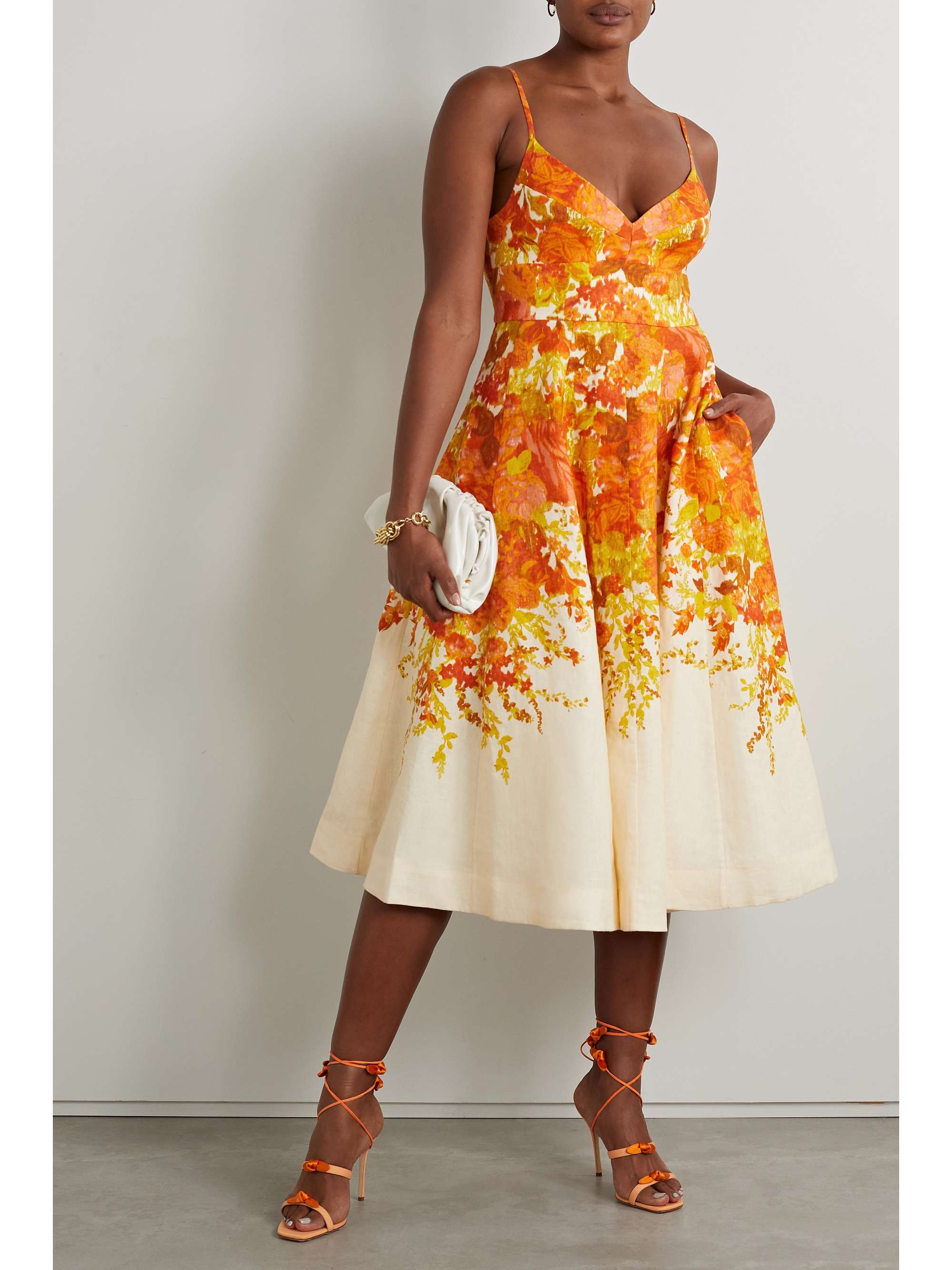ZIMMERMANN High Tide Picnic floral-print linen midi dress | NET-A-PORTER