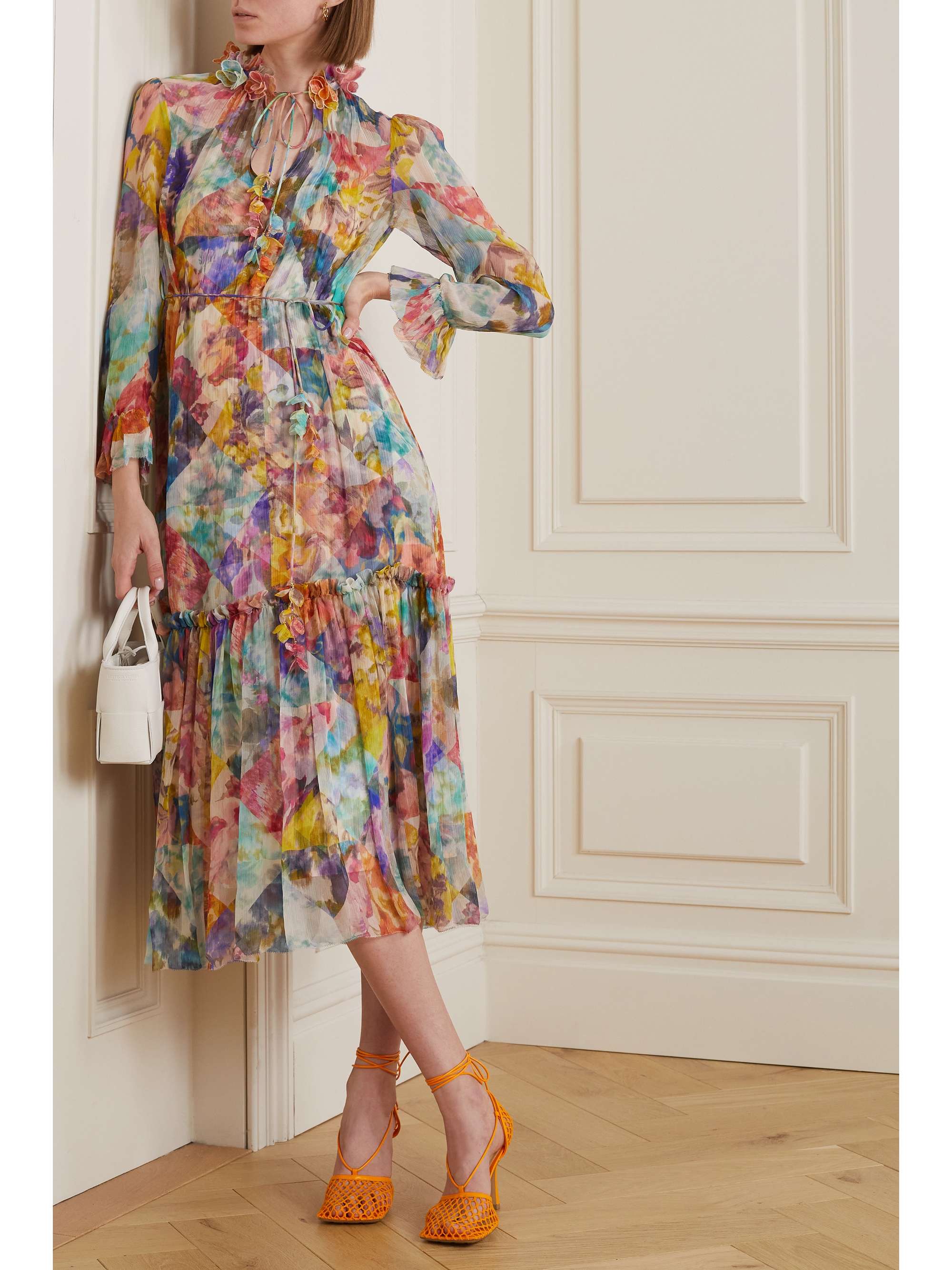 Cream High Tide printed silkcrepon midi dress ZIMMERMANN NETAPORTER