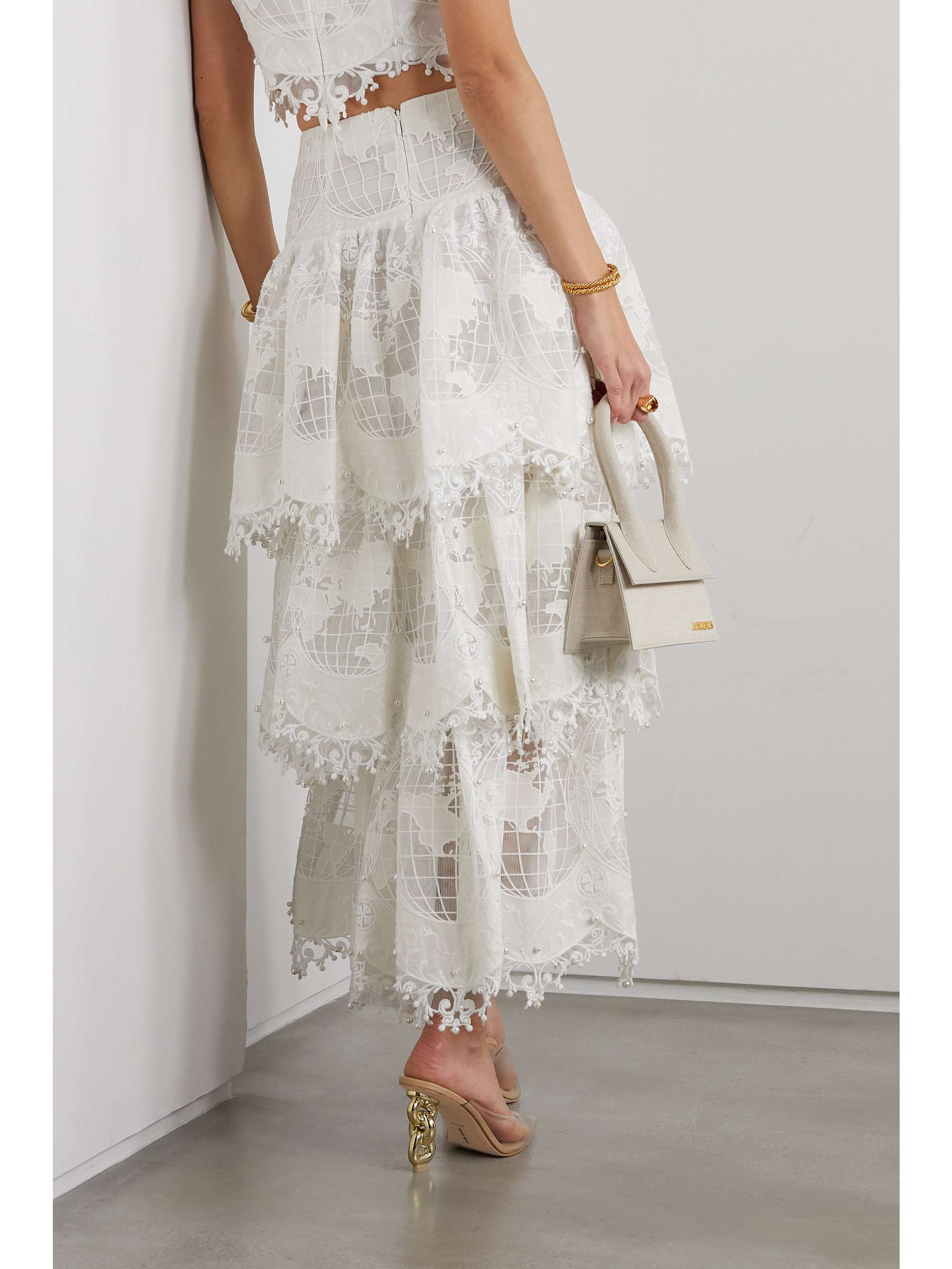 embroidered tulle maxi skirt