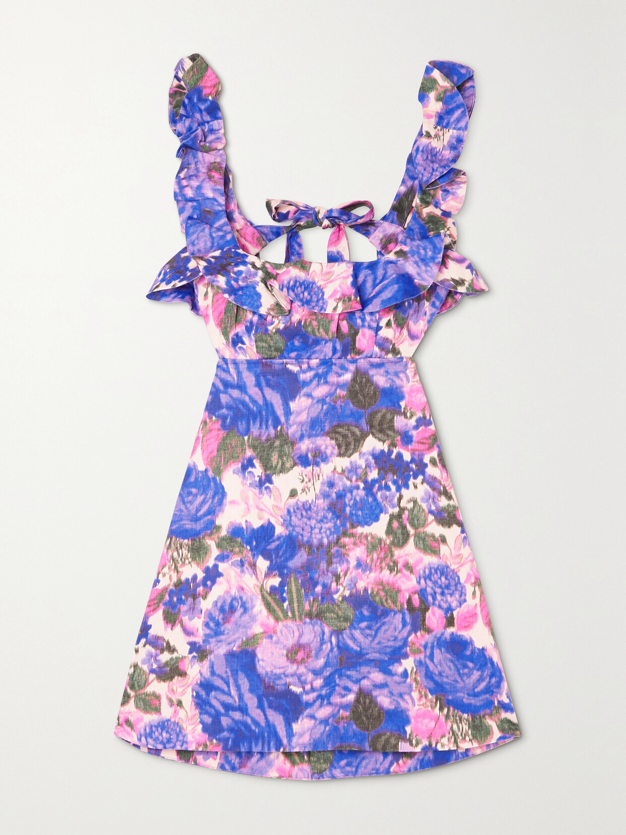 knee length dresses for ladies High tide floral print linen mini dress main image 1