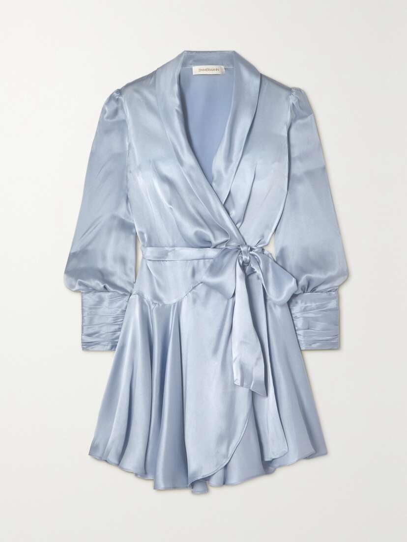 Zimmermann Ruffled Silk-satin Mini Wrap Dress