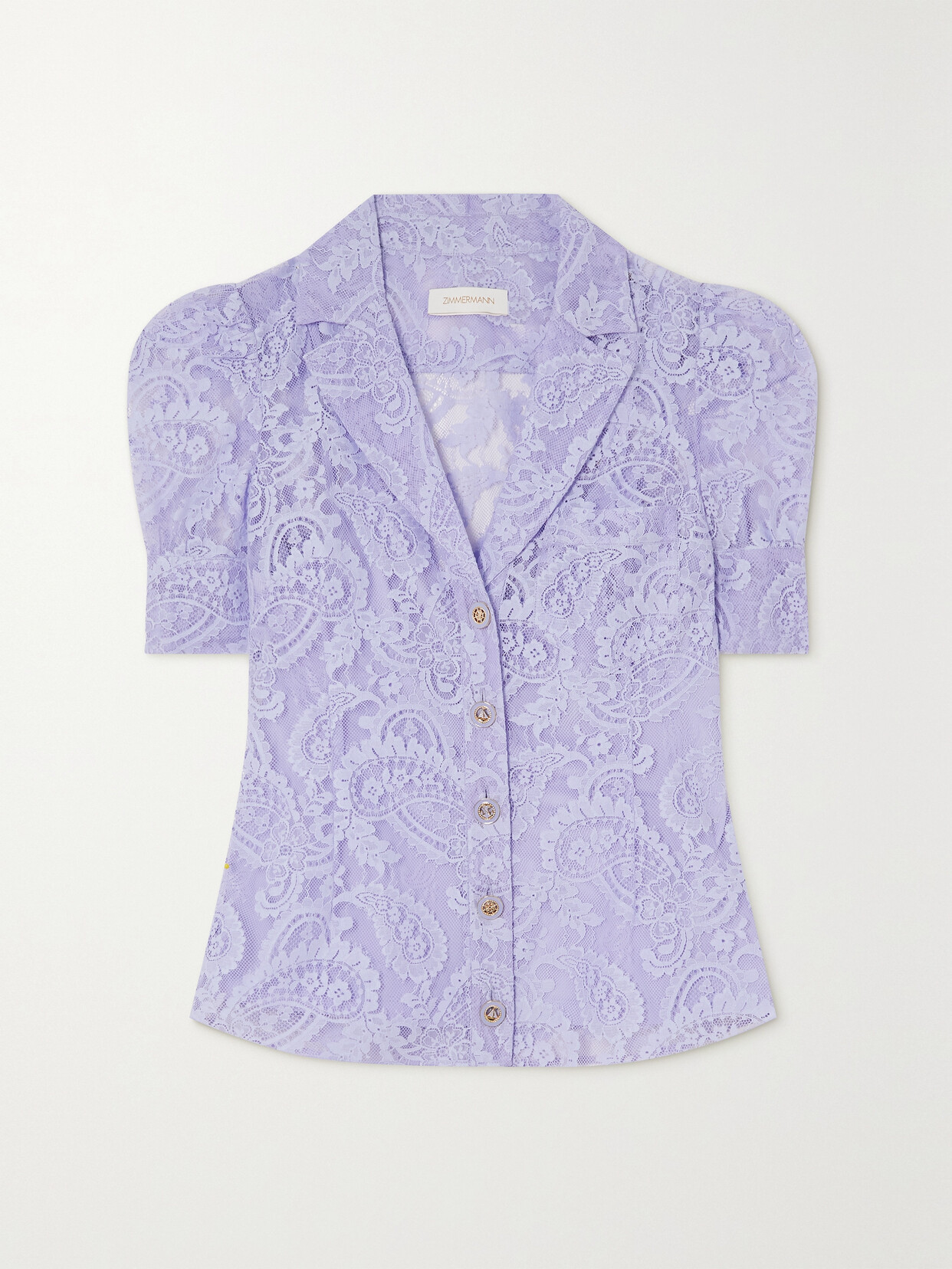 Zimmermann High Tide Cotton-blend Lace Shirt In Purple