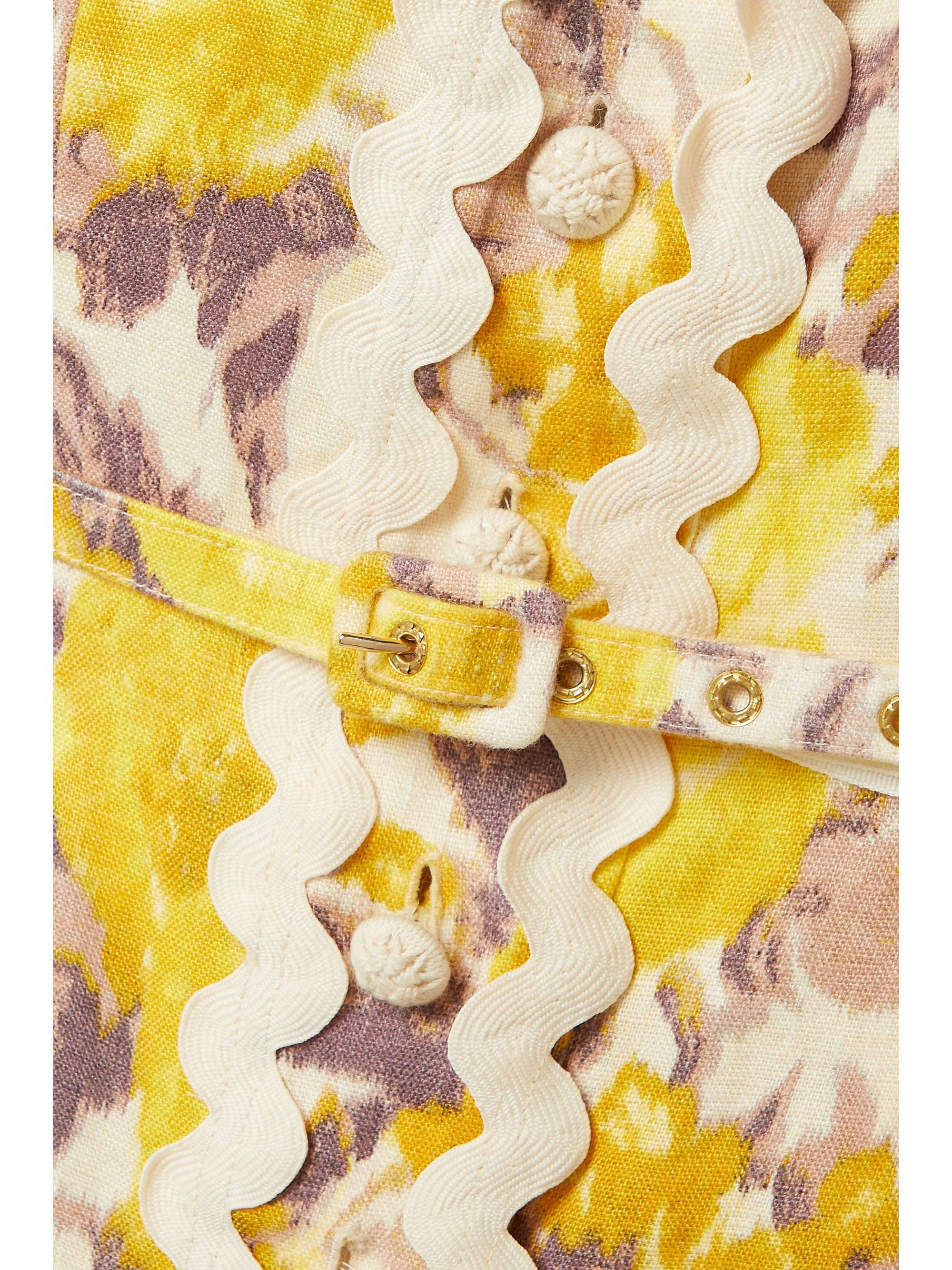 ZIMMERMANN High Tide belted ric ractrimmed floralprint linen mini