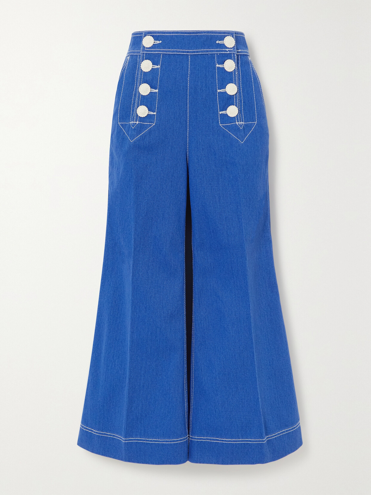 Zimmermann High Tide Cropped High-waisted Wide-leg Jeans - Blue