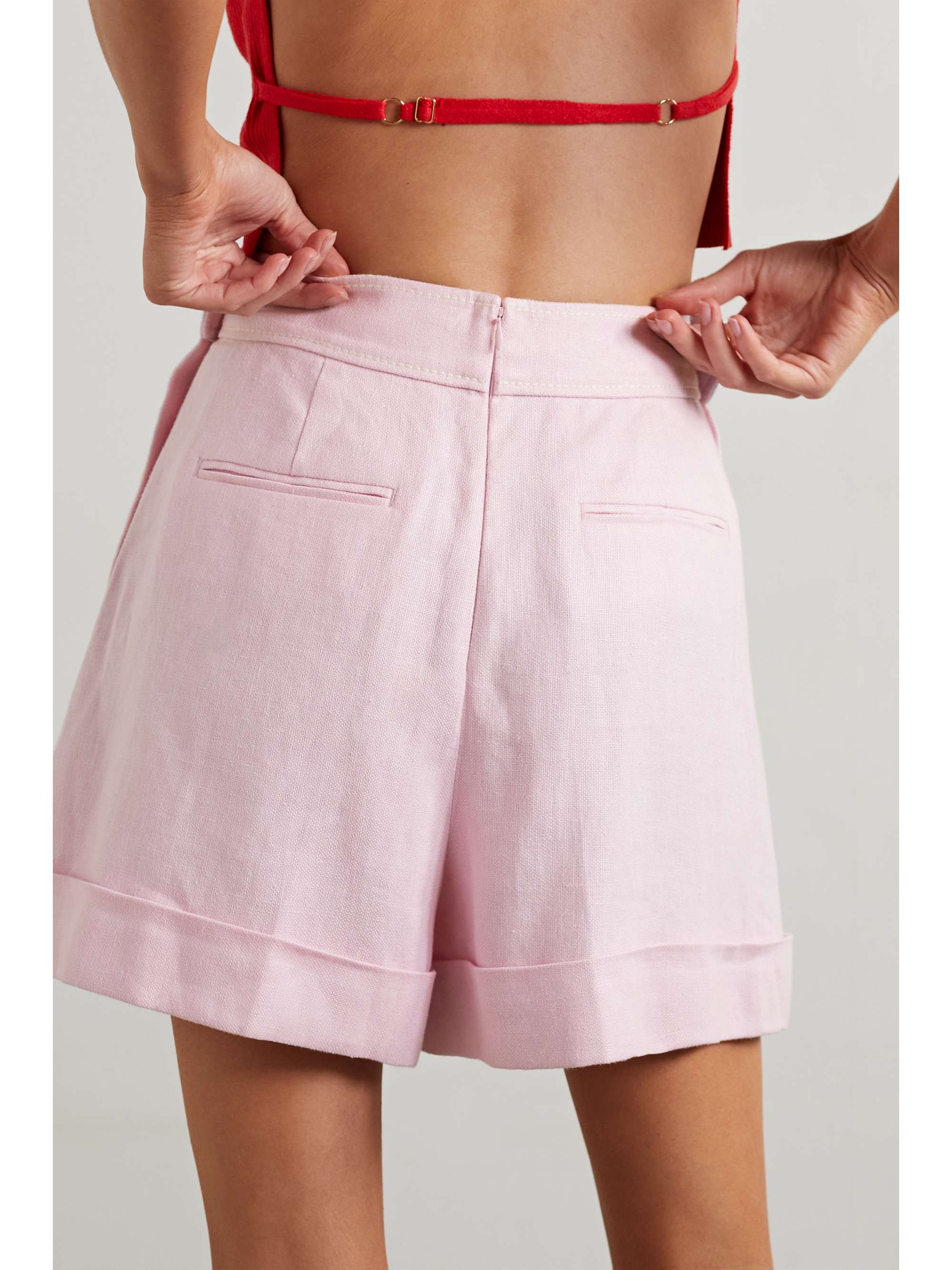 ZIMMERMANN High Tide button-embellished pleated linen shorts