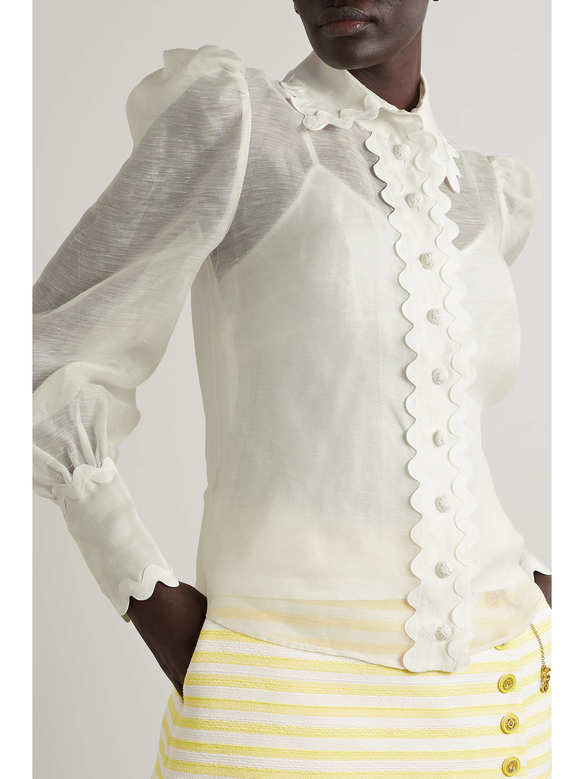 ZIMMERMANN High Tide ric ractrimmed linen and silkblend shirt NETA