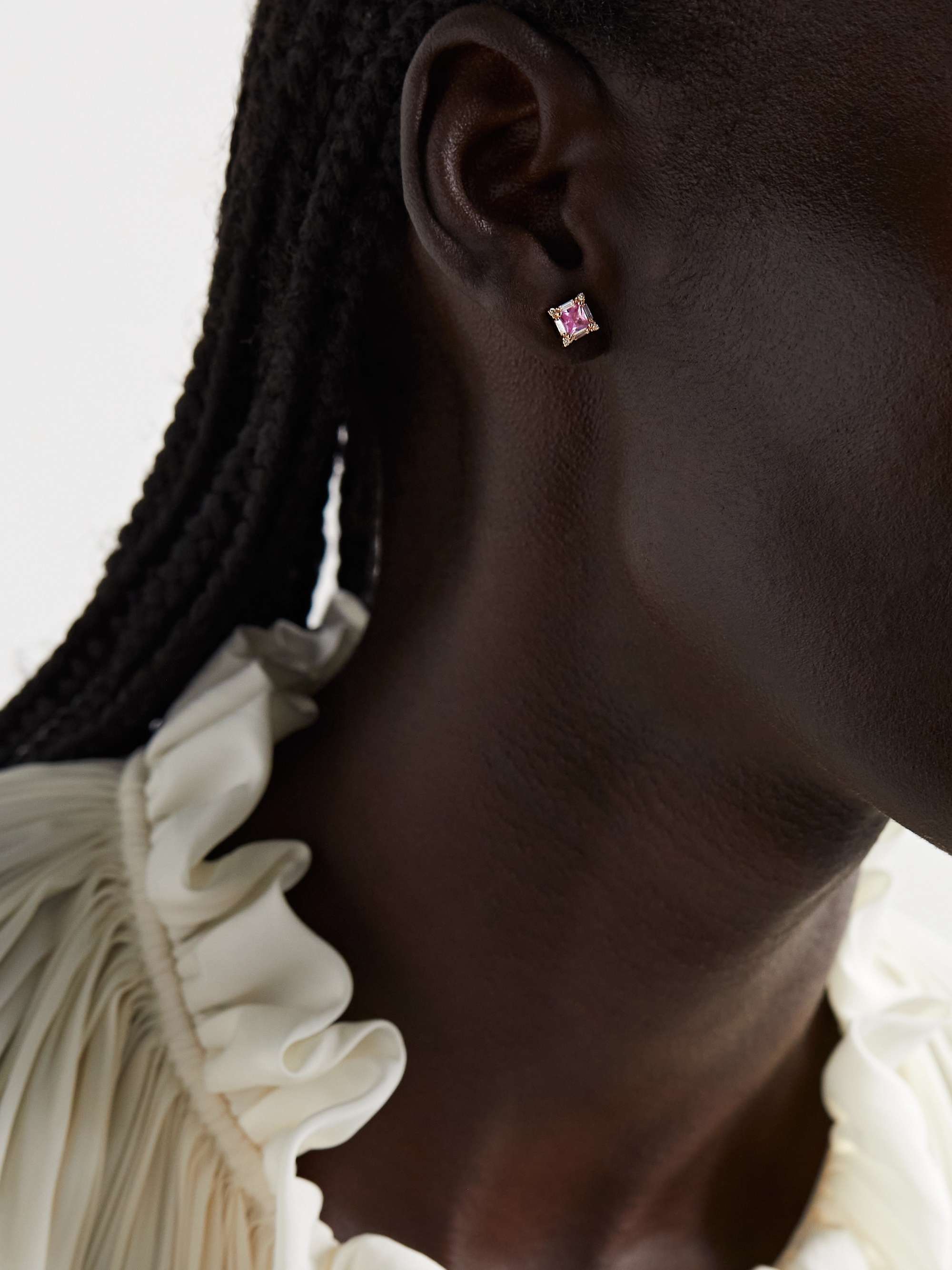 SUZANNE KALAN 18-karat rose gold, sapphire and diamond earrings