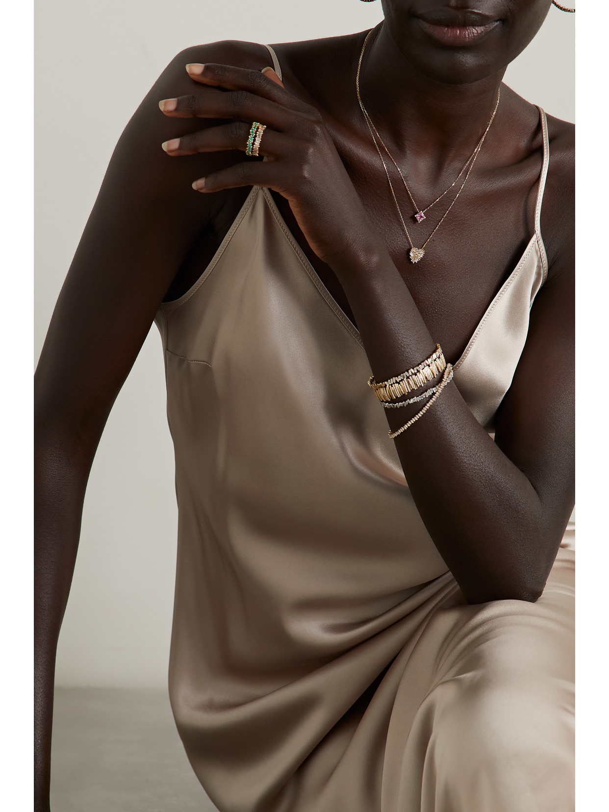 Suzanne Kalan 18-karat Rose Gold, Sapphire And Diamond Necklace In Gold
